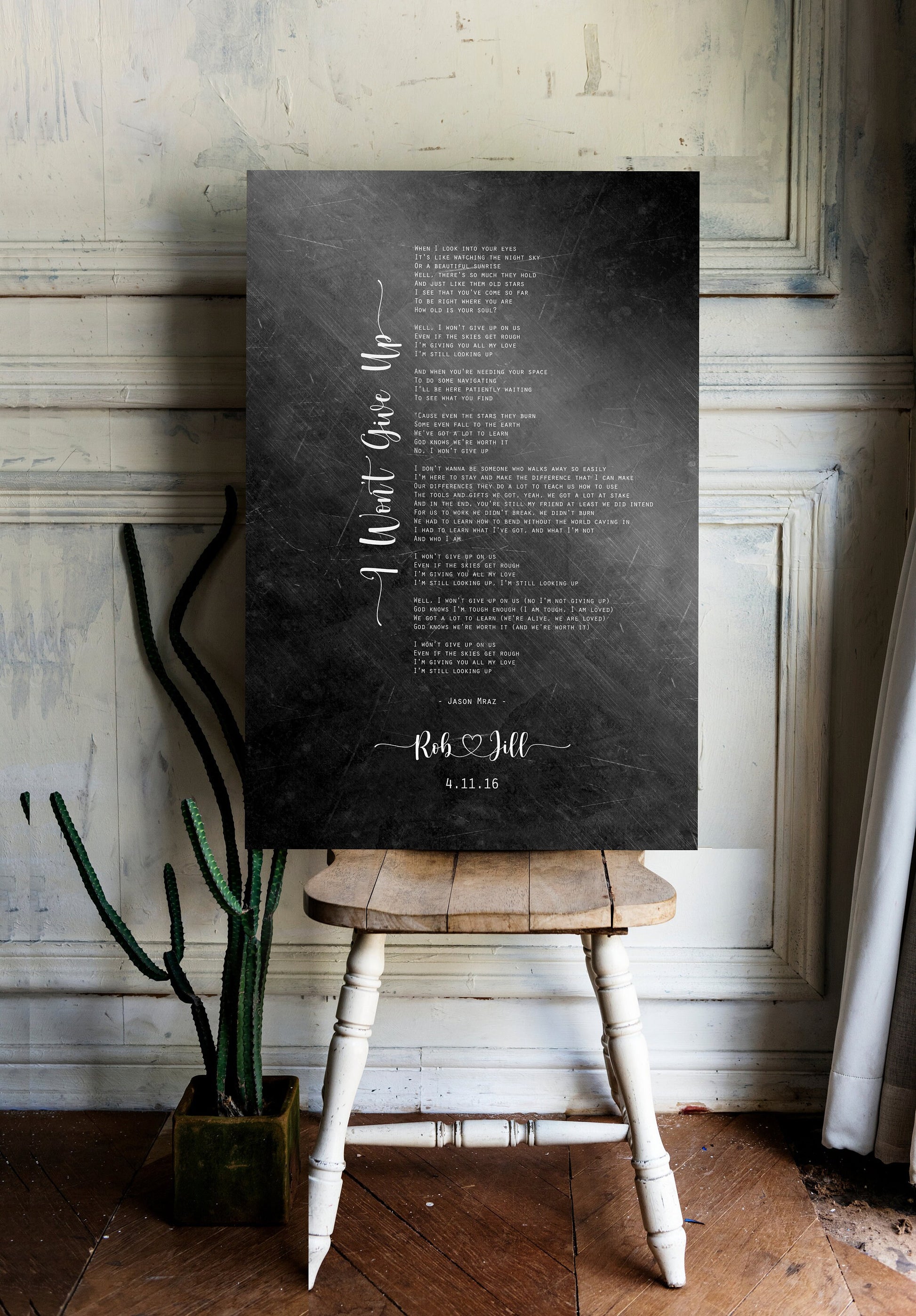 His & Her Custom Distressed Song Art - HoneycombProverbs - Gifts For The Couple - Iron Anniversary Gifts