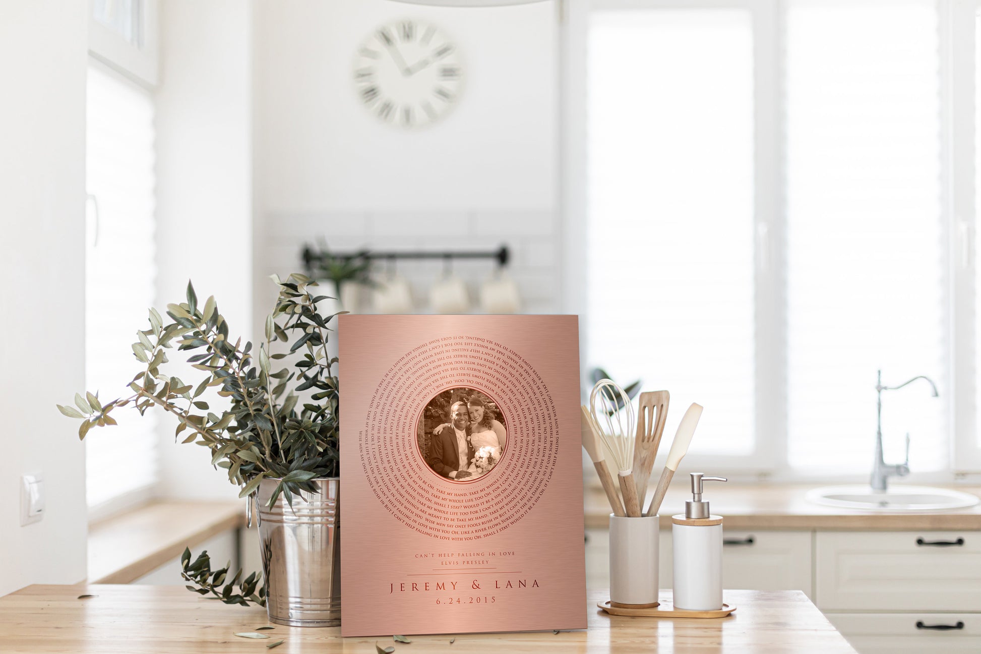 Personalized Vinyl Record art with Photo in Copper - HoneycombProverbs - Signs - Copper Anniversary Gifts