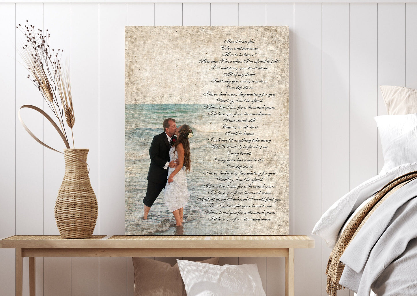 Vintage Cotton Photo Canvas - HoneycombProverbs - Gifts For The Couple - 2nd Year Cotton Art