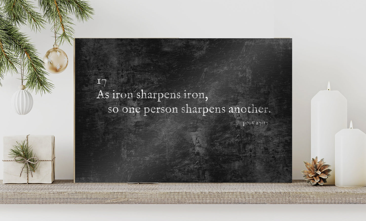 Proverbs 27:17 Grunge Sign on Iron - HoneycombProverbs - Signs - Luxury Corporate Gifts