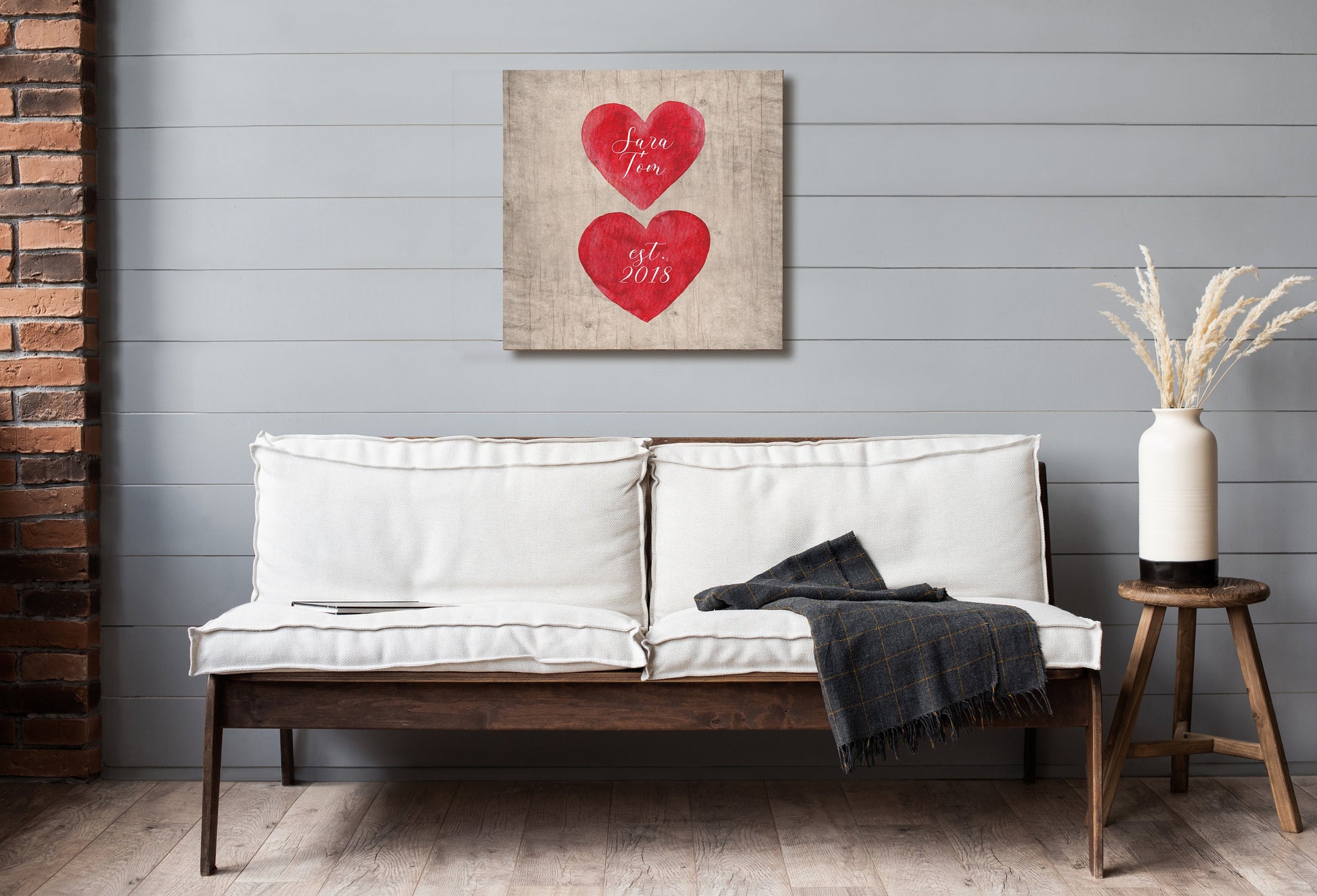 Hearts on Wood Personalized Established Sign - HoneycombProverbs - Signs - Name Signs Wall Art