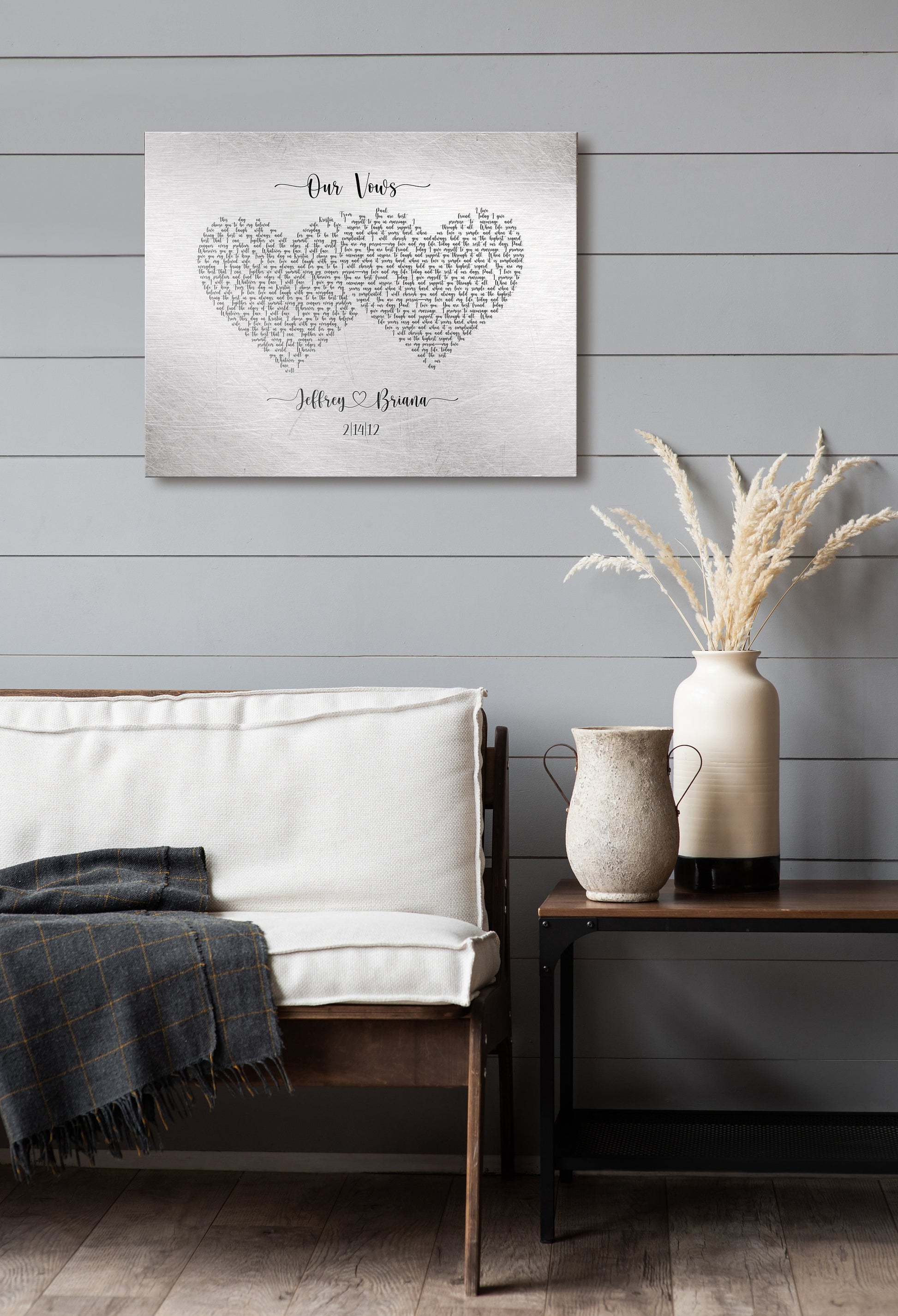 Personalized wedding vow print on tin