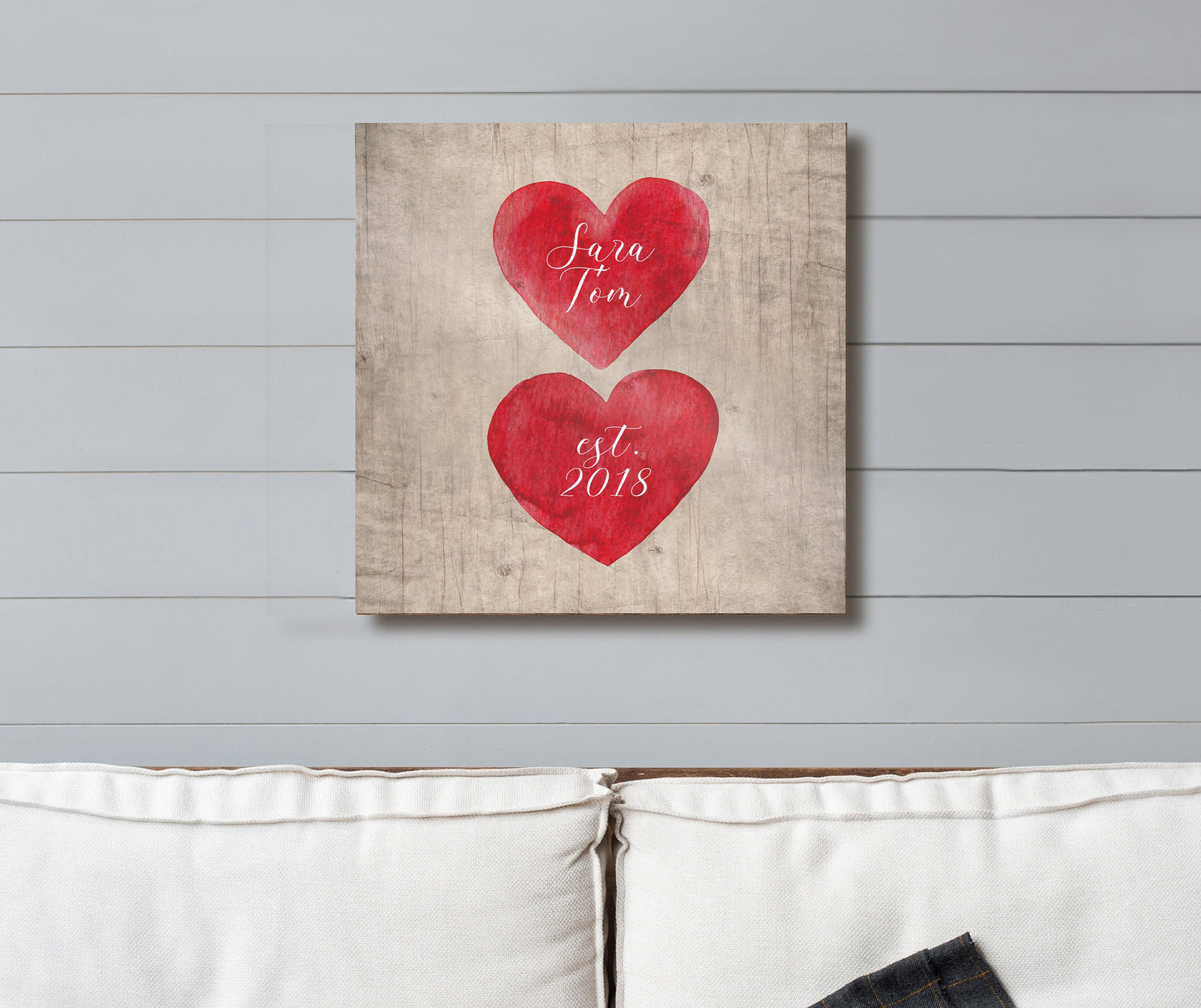 Hearts on Wood Personalized Established Sign - HoneycombProverbs - Signs - Name Signs Wall Art