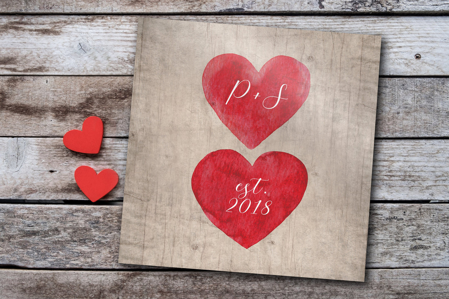 Hearts on Wood Personalized Established Sign - HoneycombProverbs - Signs - Name Signs Wall Art