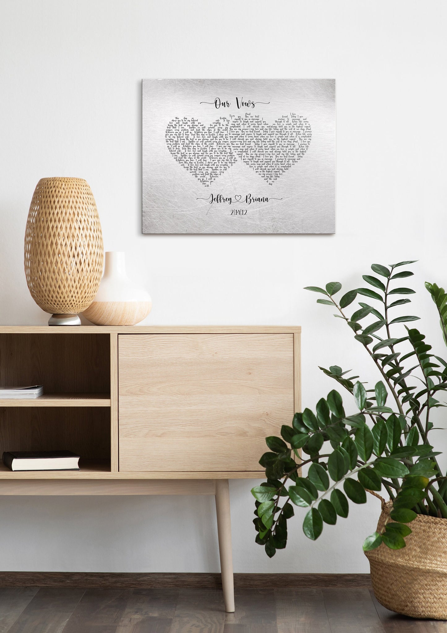 Tin Year Anniversary Wedding Vow Hearts Sign