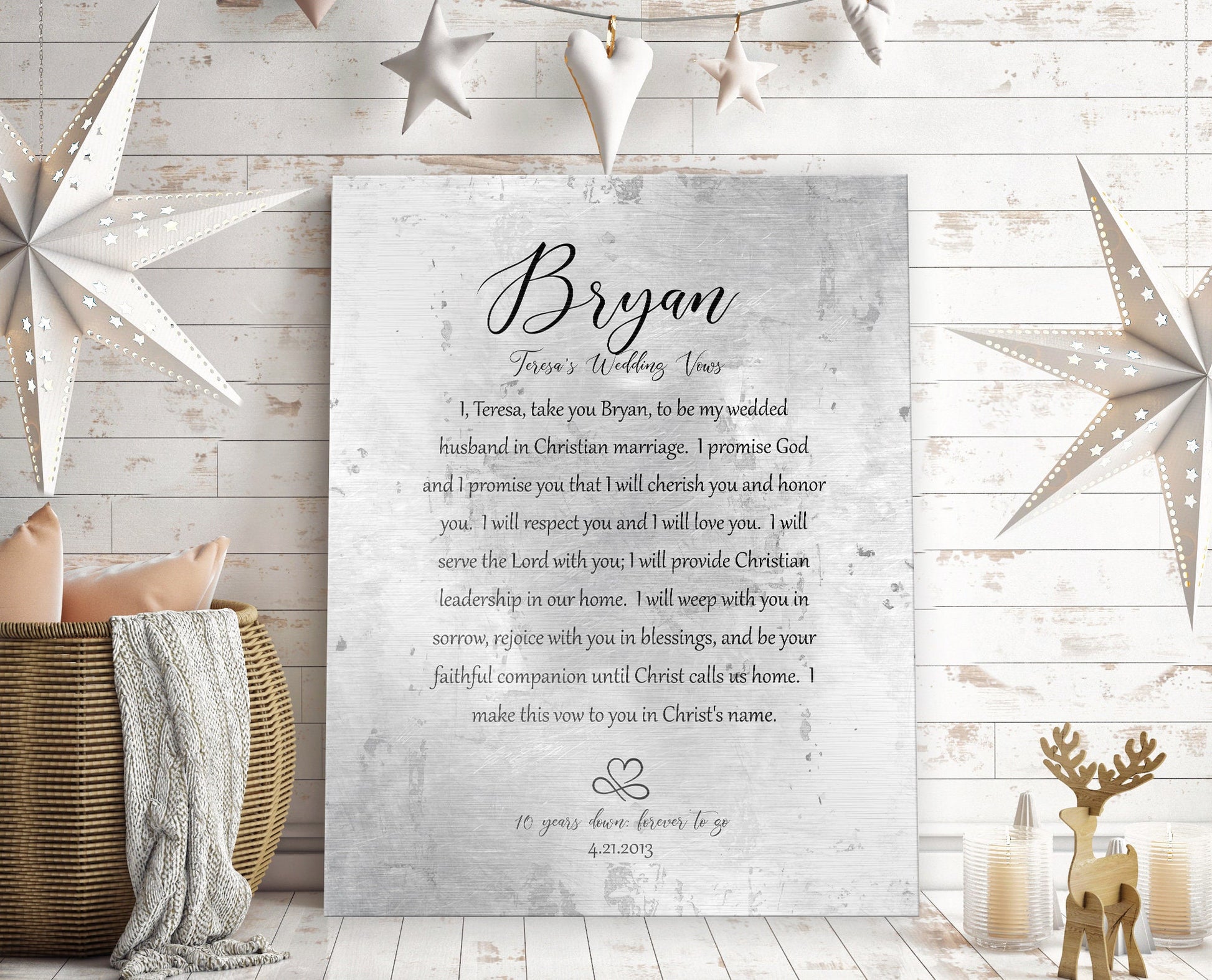 personalized wedding vow decor tin sign