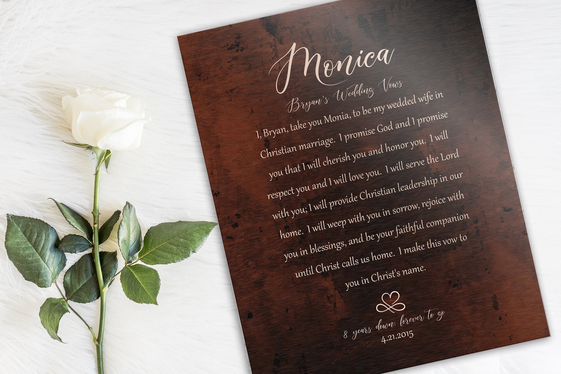Our Wedding Vows on Bronze, Forever in Love Custom Wedding Vow Art - HoneycombProverbs - Signs - Wedding Vow Wall Art