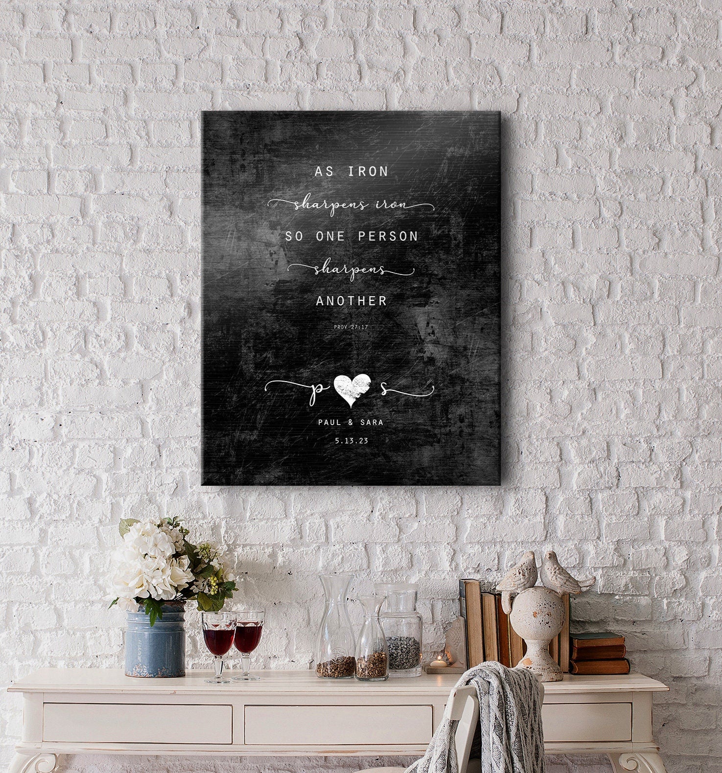 Iron Sharpens Iron: 6th Anniversary Gift for Men, couples plaque - HoneycombProverbs - Wall Hangings - Christian Wall Art