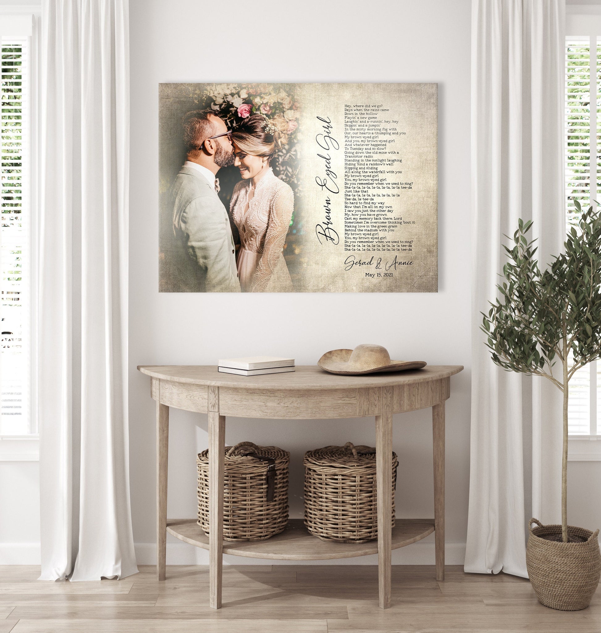 Vintage Melodies: Antiqued Song Lyrics and Photo Canvas - HoneycombProverbs - Signs - Photo Lyrics Wall Art