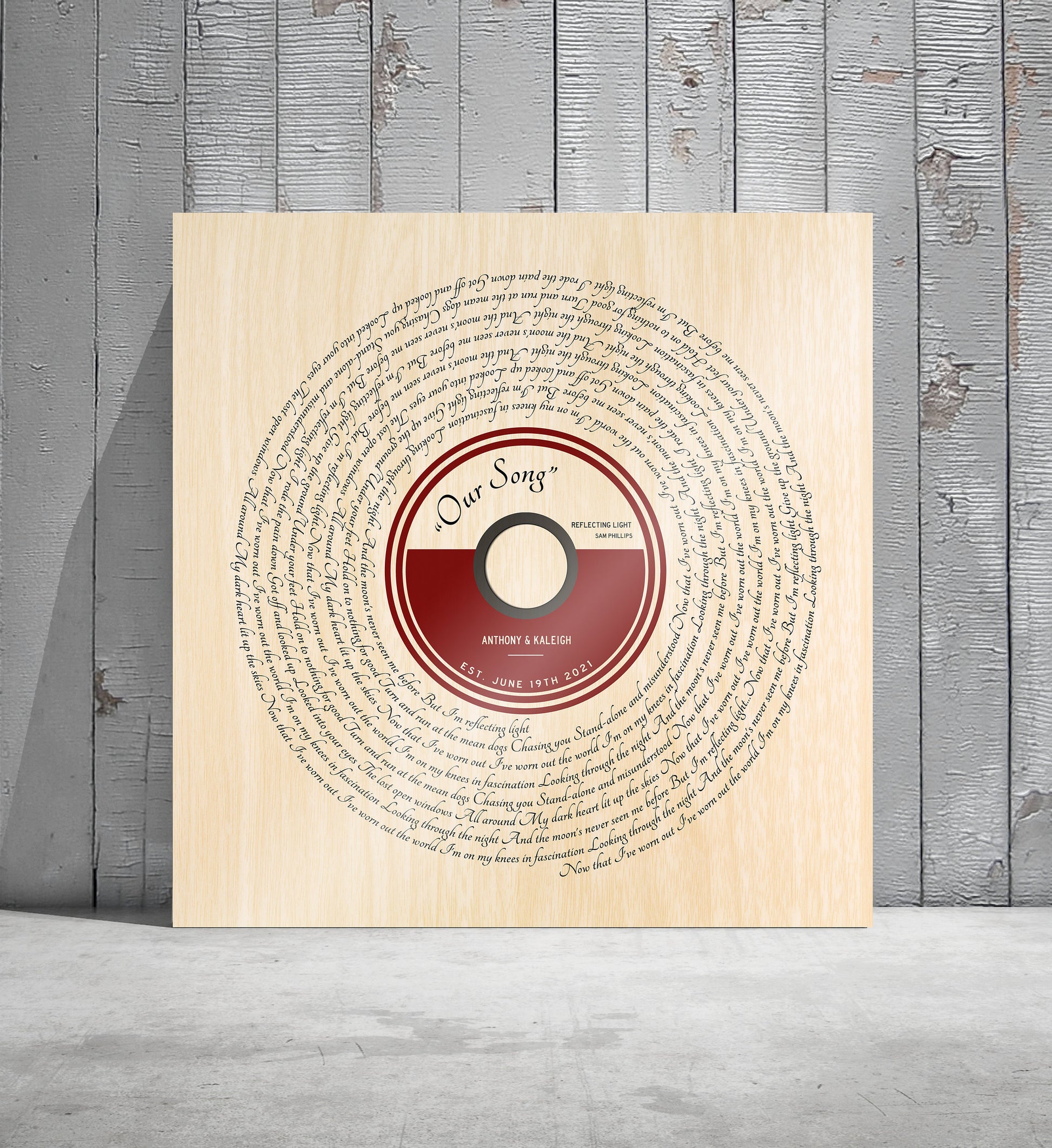 Song Lyric Record on Wood - HoneycombProverbs - Signs - Record Album Lyrics Art