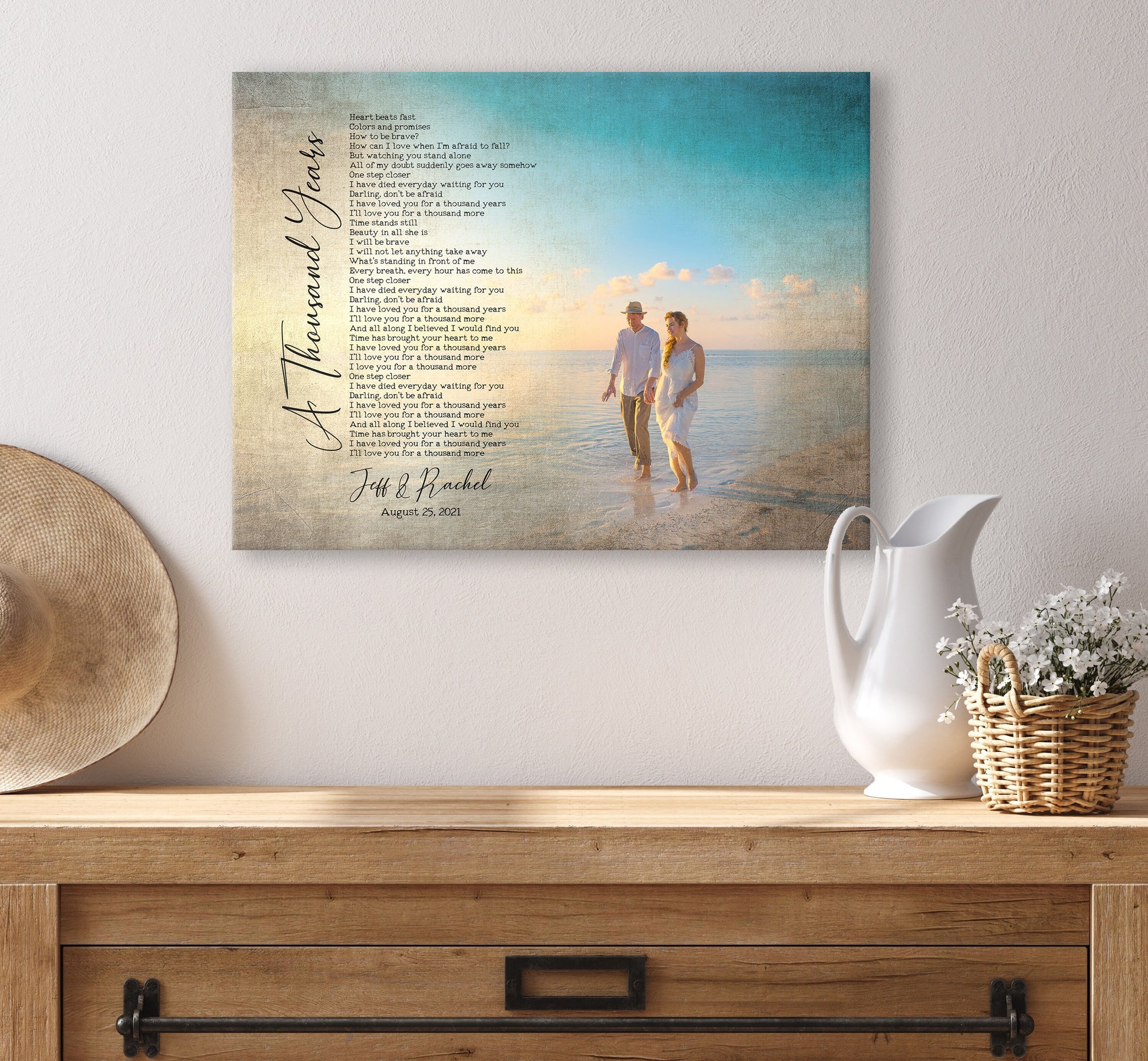 Vintage Melodies: Antiqued Song Lyrics and Photo Canvas - HoneycombProverbs - Signs - Photo Lyrics Wall Art