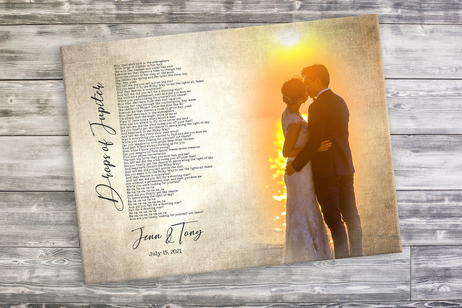 Vintage Melodies: Antiqued Song Lyrics and Photo Canvas - HoneycombProverbs - Signs - Photo Lyrics Wall Art