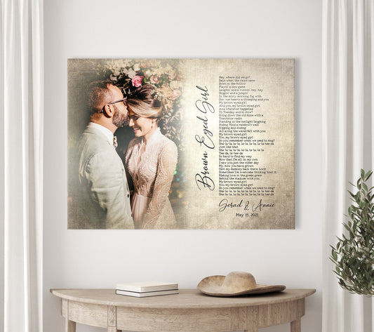 Vintage Melodies: Antiqued Song Lyrics and Photo Canvas - HoneycombProverbs - Signs - Photo Lyrics Wall Art