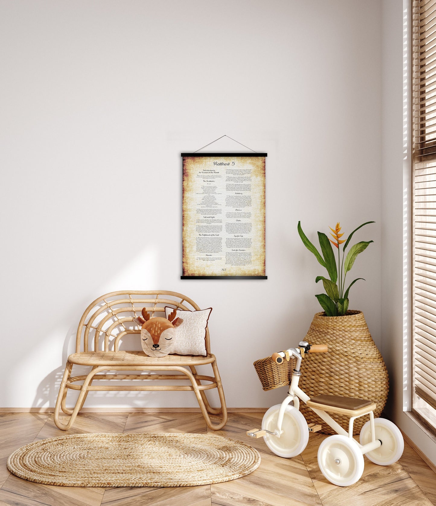 The Beatitudes Scroll Tapestry, Sermon on the Mount - HoneycombProverbs - Tapestries - Christian Wall Art