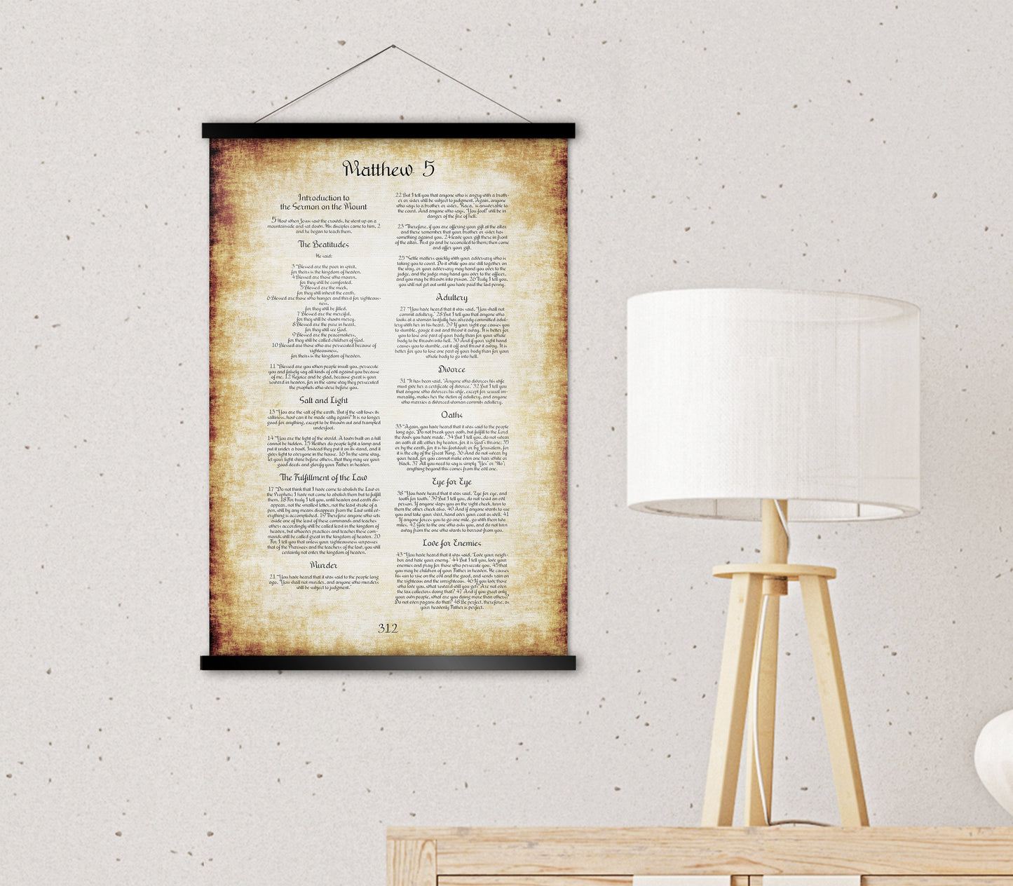 The Beatitudes Scroll Tapestry, Sermon on the Mount - HoneycombProverbs - Tapestries - Christian Wall Art