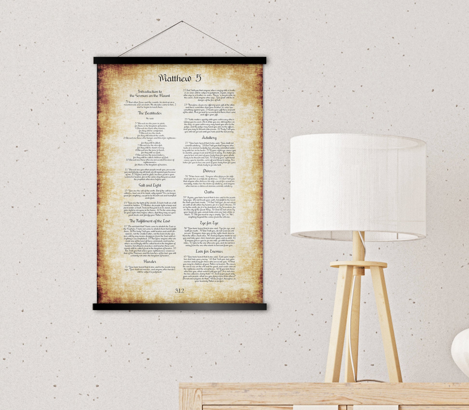 The Beatitudes Scroll Tapestry, Sermon on the Mount - HoneycombProverbs - Tapestries - Christian Wall Art