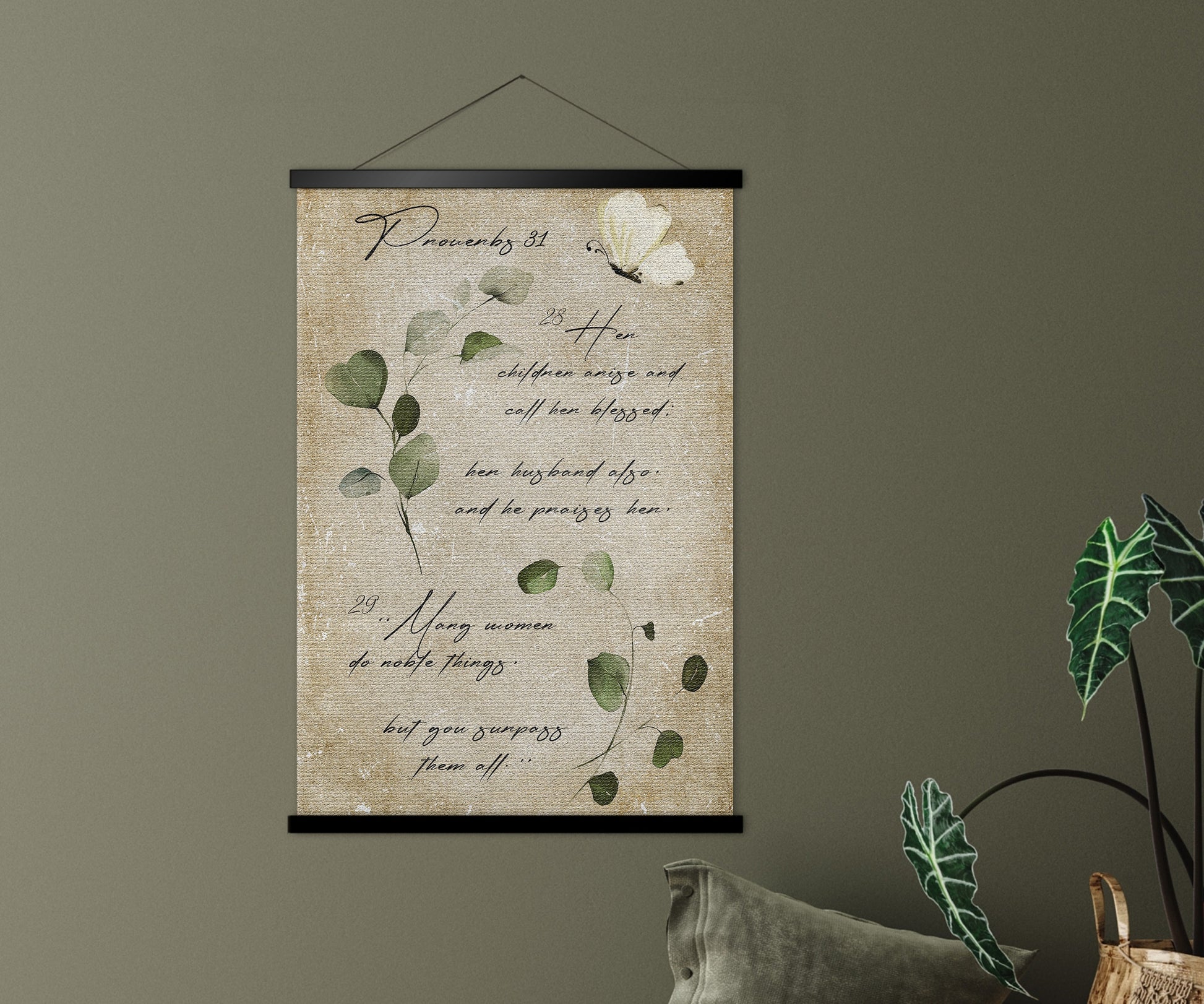 Proverbs 31 Cottage Garden Scroll Tapestry - HoneycombProverbs - Tapestries - Christian Wall Art