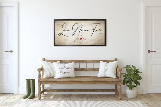 Personalized Love Never Fails Couple's Art - HoneycombProverbs - Giclée - Christian Wall Art