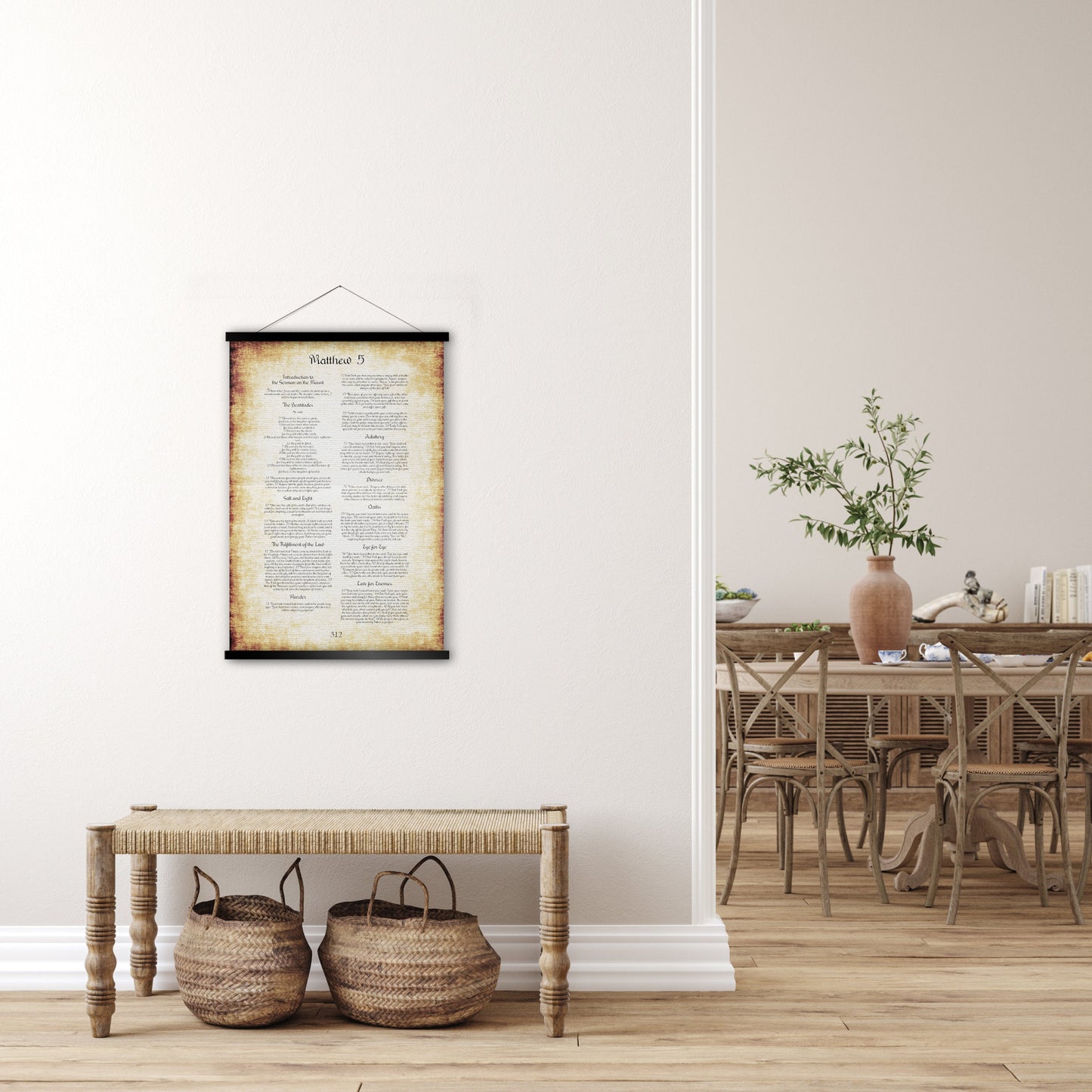 The Beatitudes Scroll Tapestry, Sermon on the Mount - HoneycombProverbs - Tapestries - Christian Wall Art