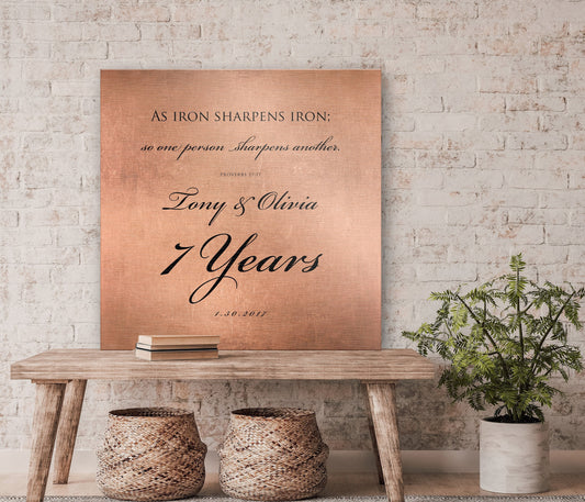 Copper Wedding Anniversary Sign, Proverbs 27:17 copper gift - HoneycombProverbs - Signs - Copper Anniversary Gifts