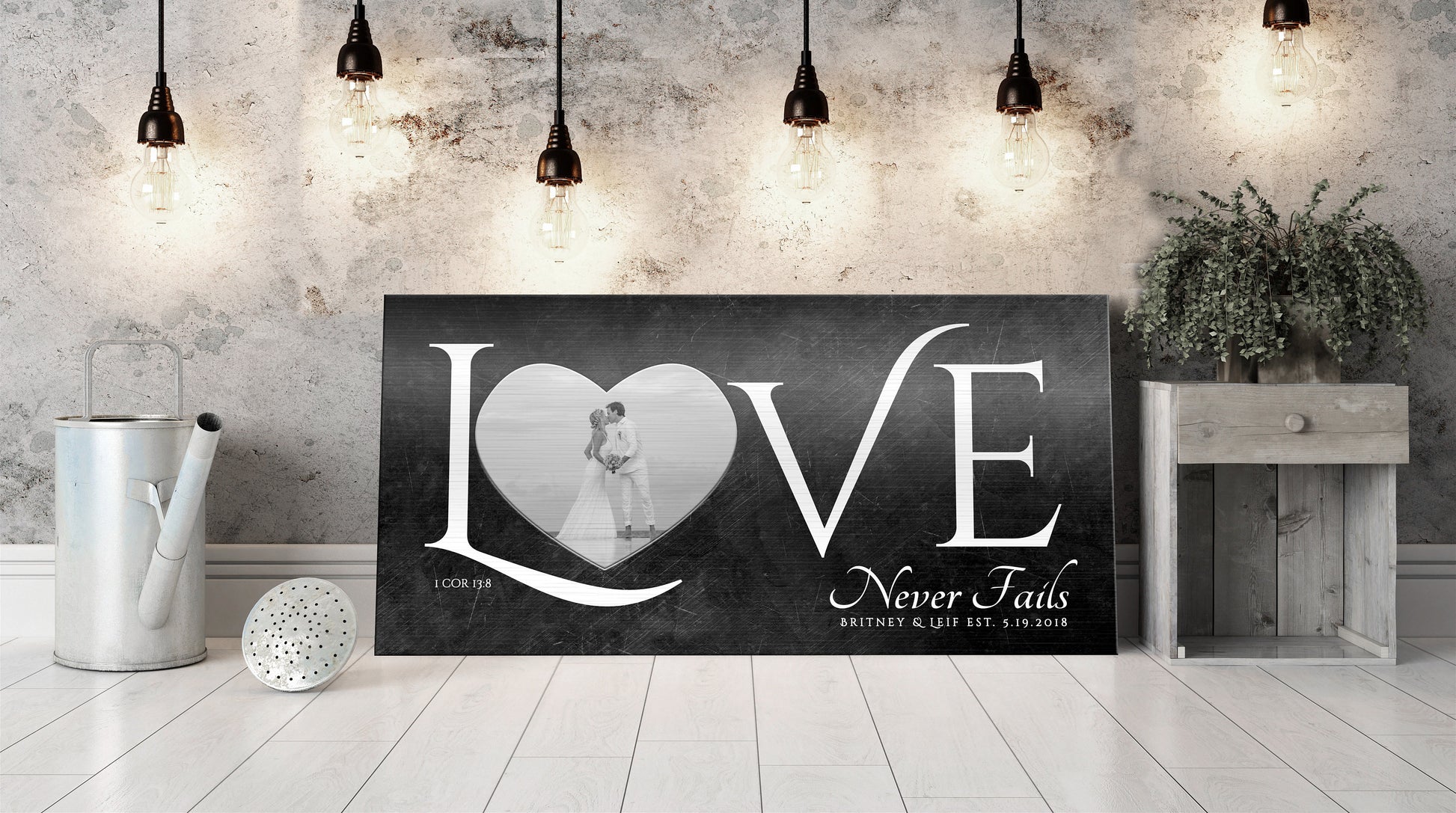 Personalized Love Decor with Photo, Love Never Fails Sign - HoneycombProverbs - Signs - Photo Plaques