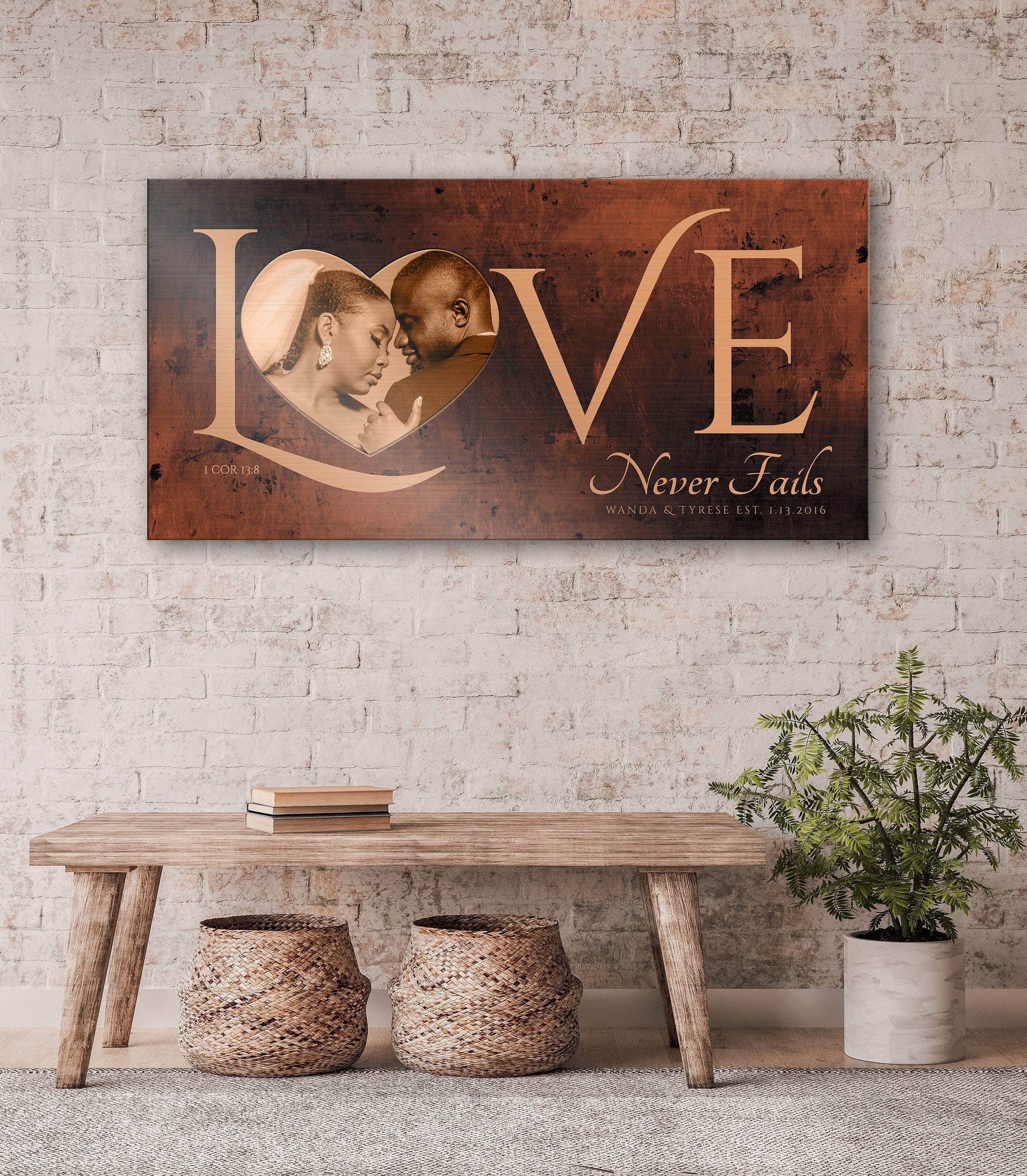 Love Never Fails, Personalized Couple's Gift - HoneycombProverbs - Signs - Photo Plaques