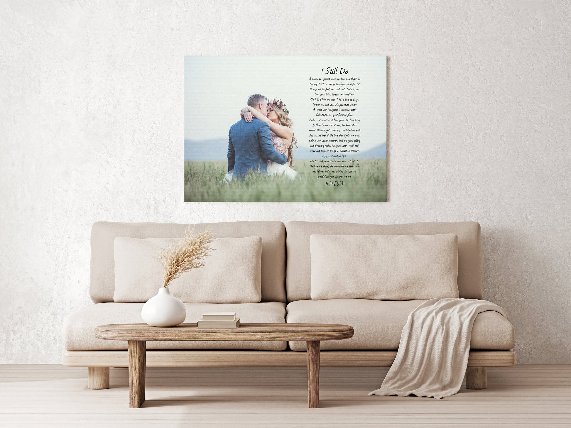 Cotton Canvas, Photo Gift with Song, 2 Year Anniversary Gift for wife, Cotton Anniversary Gift, Canvas print with poem, Poem on Canvas, Art