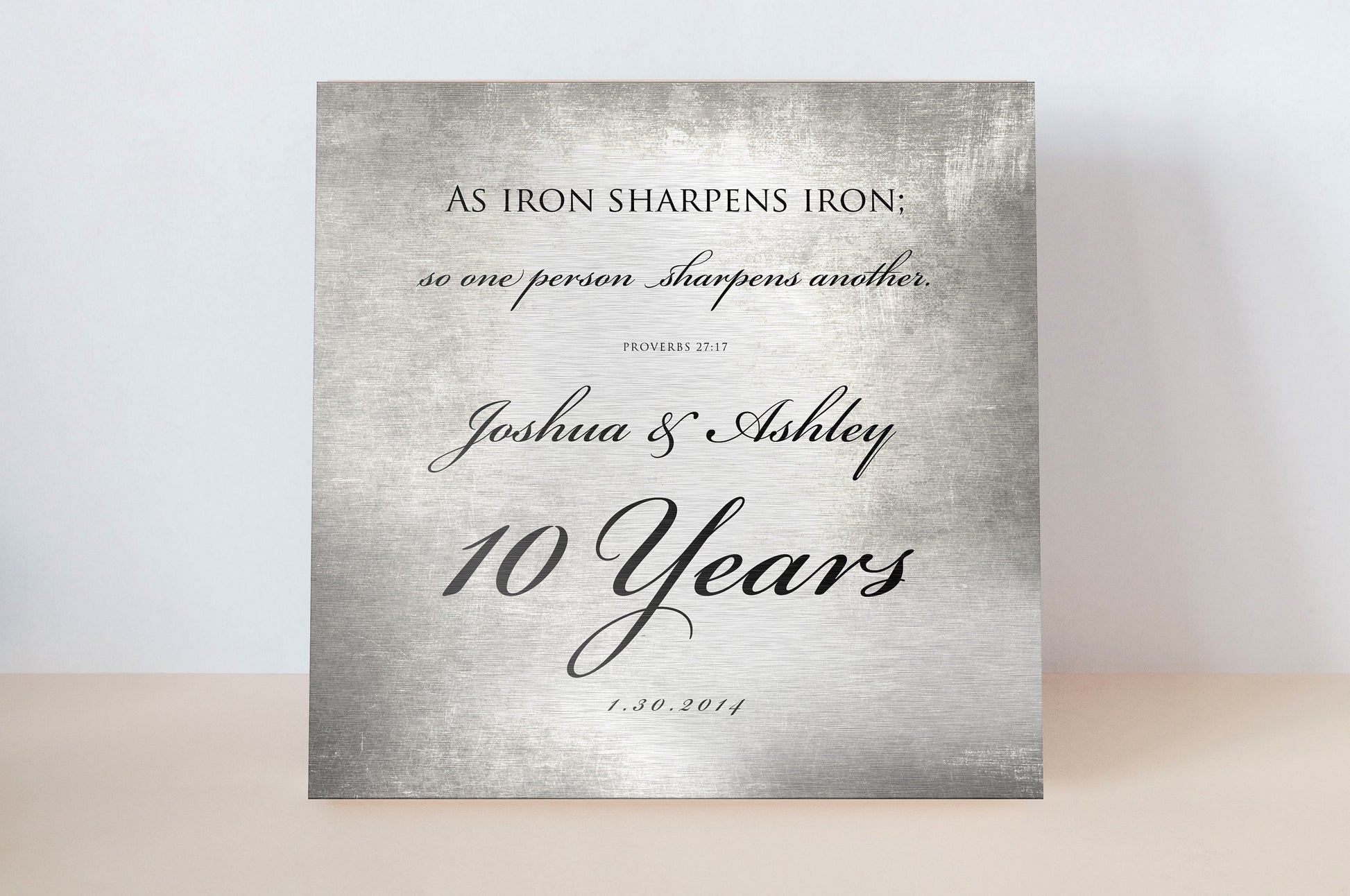 10 Years of Marriage plaque, Iron sharpens iron sign for couples - HoneycombProverbs - Signs - Tin Anniversary Gifts