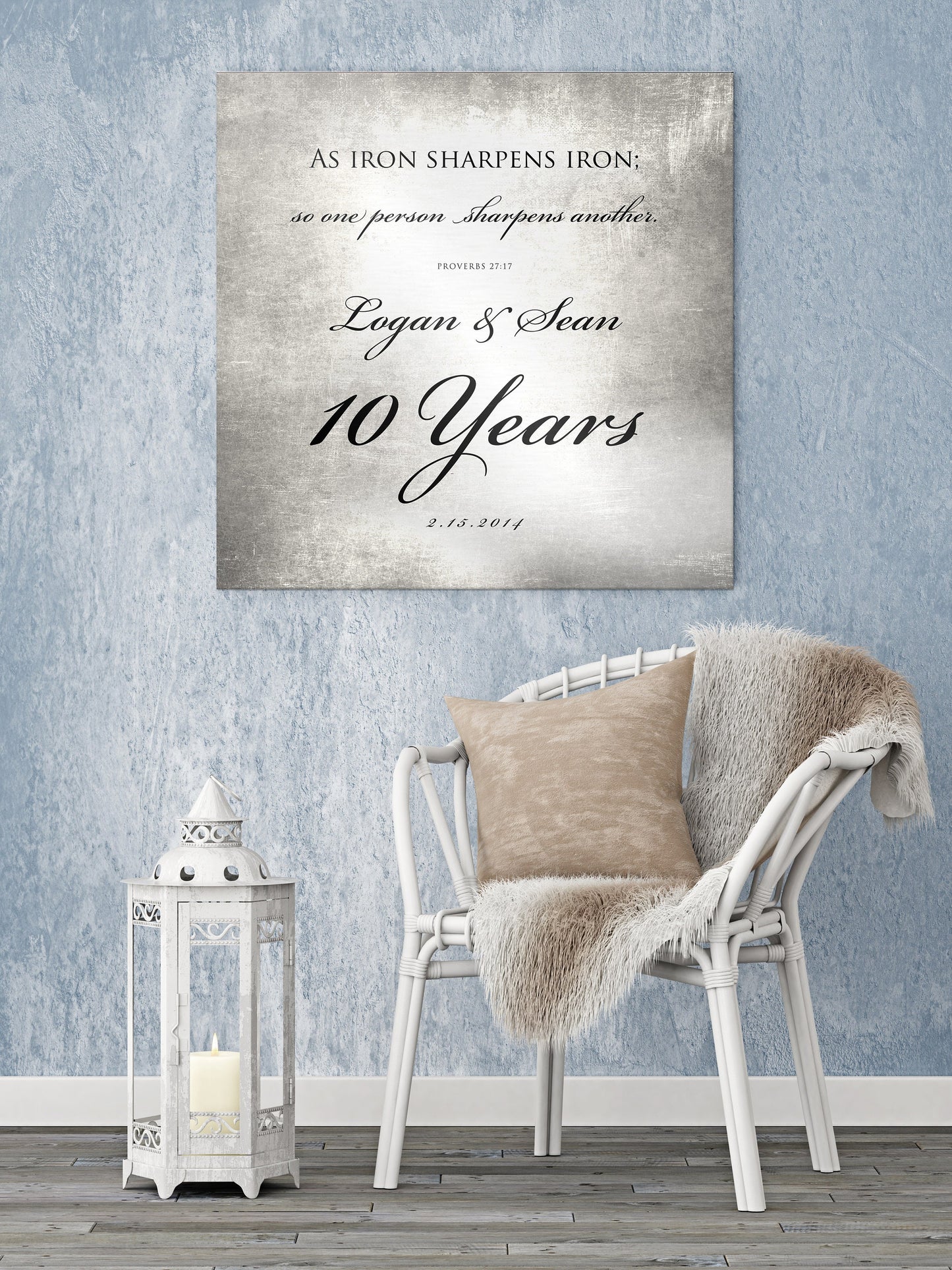 10 Years of Marriage plaque, Iron sharpens iron sign for couples - HoneycombProverbs - Signs - Tin Anniversary Gifts