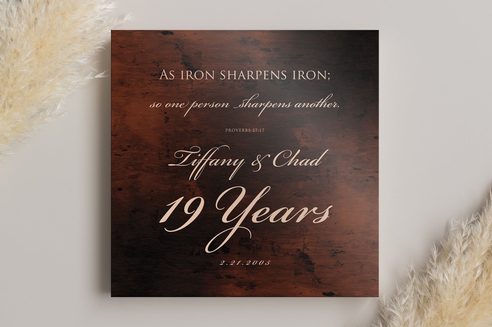 Proverbs 27:17 19th Anniversary Tribute Sign - HoneycombProverbs - Signs - Bronze Anniversary Gifts