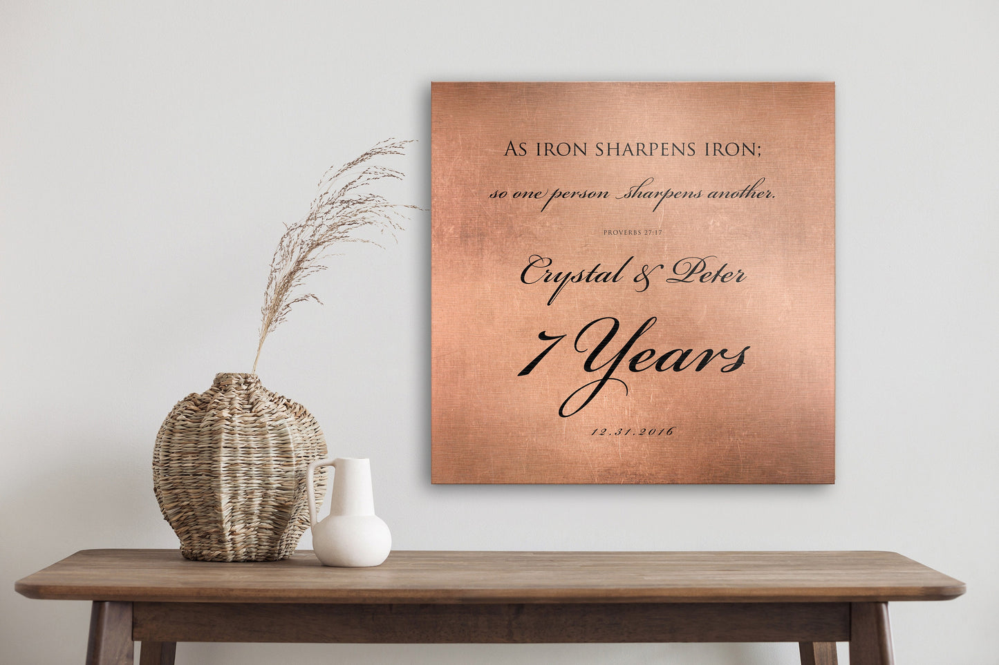 Copper Wedding Anniversary Sign, Proverbs 27:17 copper gift - HoneycombProverbs - Signs - Copper Anniversary Gifts