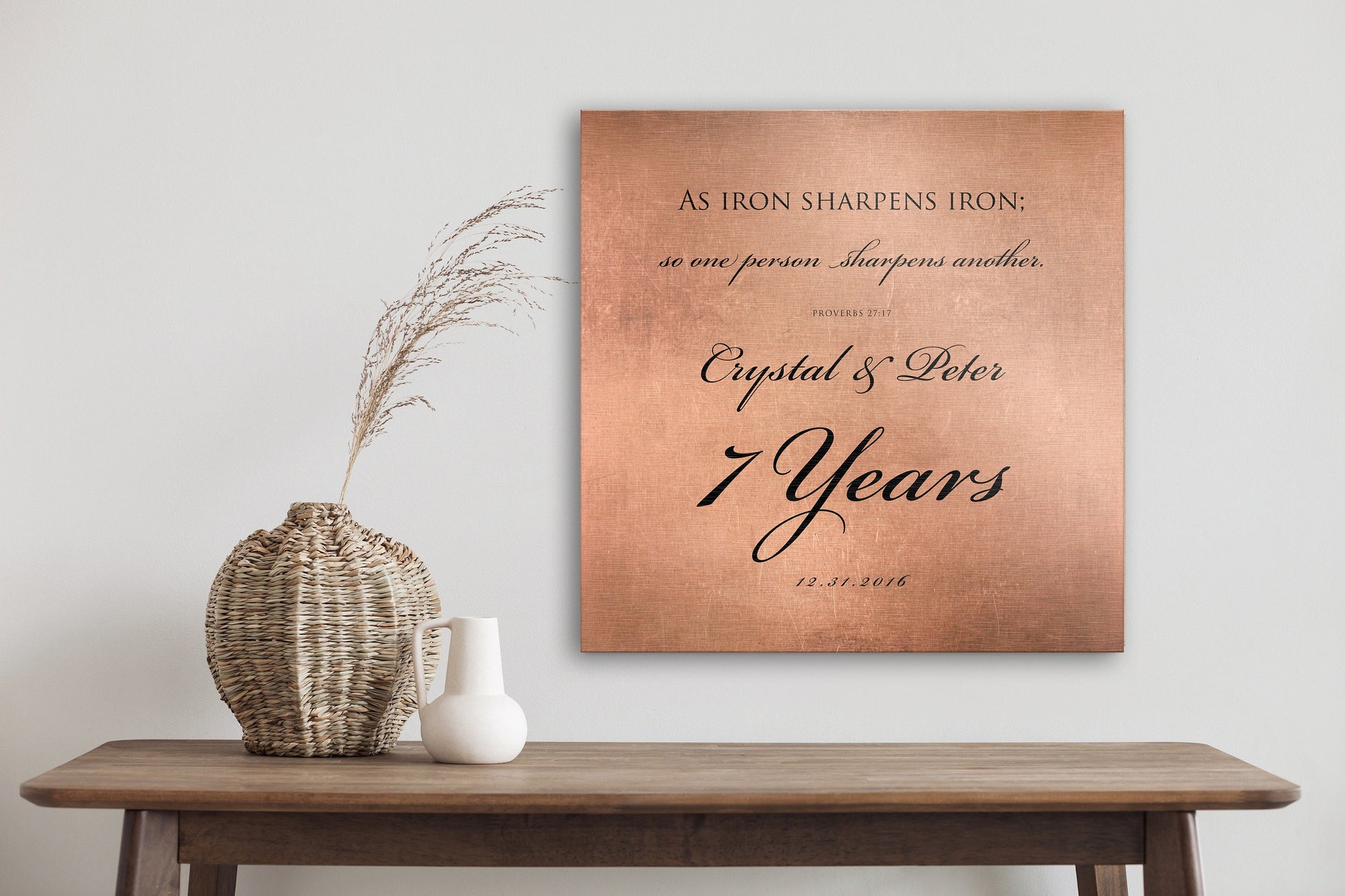 Copper Wedding Anniversary Sign, Proverbs 27:17 copper gift - HoneycombProverbs - Signs - Copper Anniversary Gifts