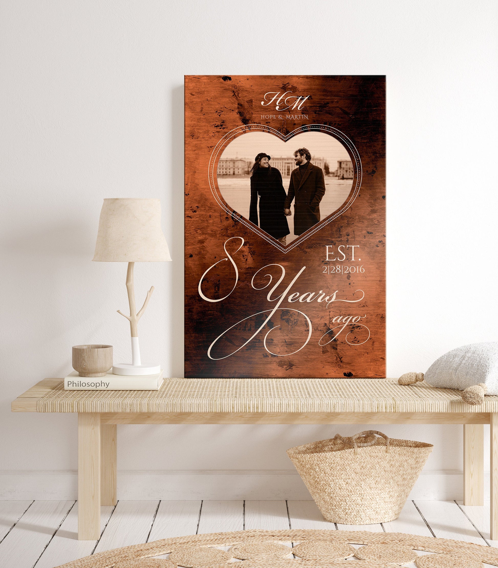 19 or 8 Years of Love: Bronze Photo Plaque - HoneycombProverbs - Gifts For The Couple - Bronze Anniversary Gifts