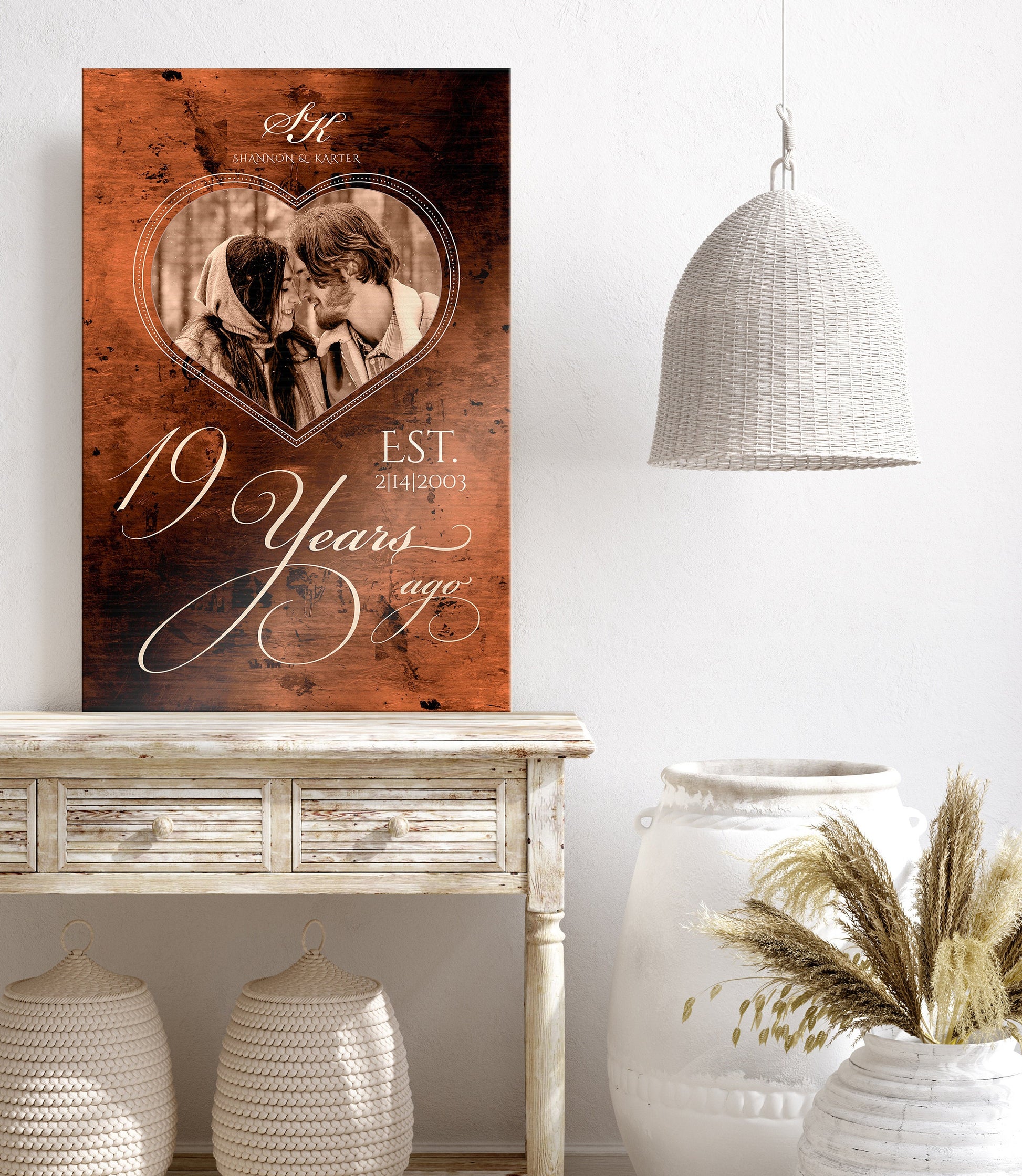 19 or 8 Years of Love: Bronze Photo Plaque - HoneycombProverbs - Gifts For The Couple - Bronze Anniversary Gifts