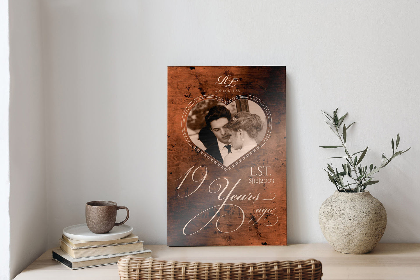 19 or 8 Years of Love: Bronze Photo Plaque - HoneycombProverbs - Gifts For The Couple - Bronze Anniversary Gifts
