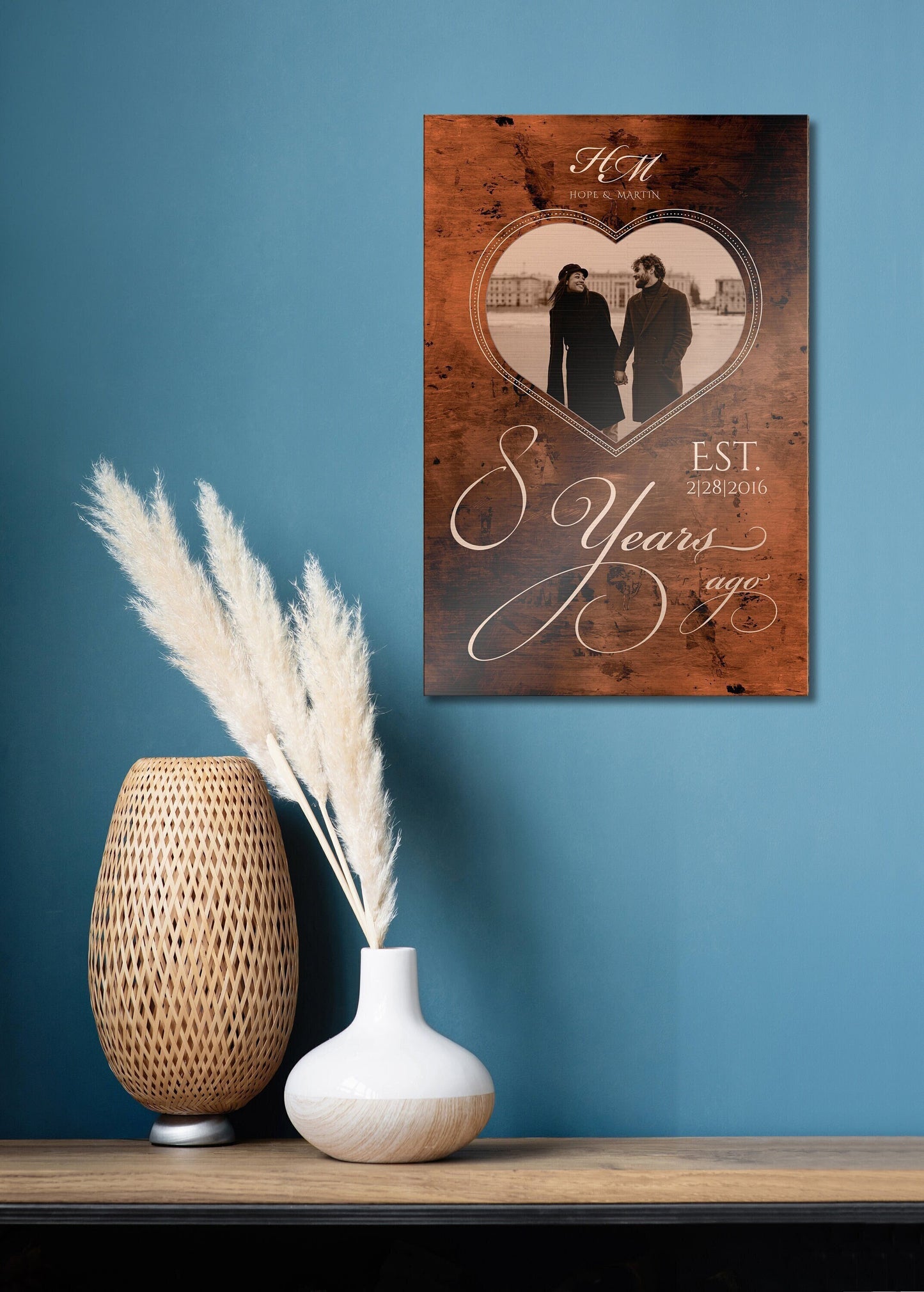 19 or 8 Years of Love: Bronze Photo Plaque - HoneycombProverbs - Gifts For The Couple - Bronze Anniversary Gifts