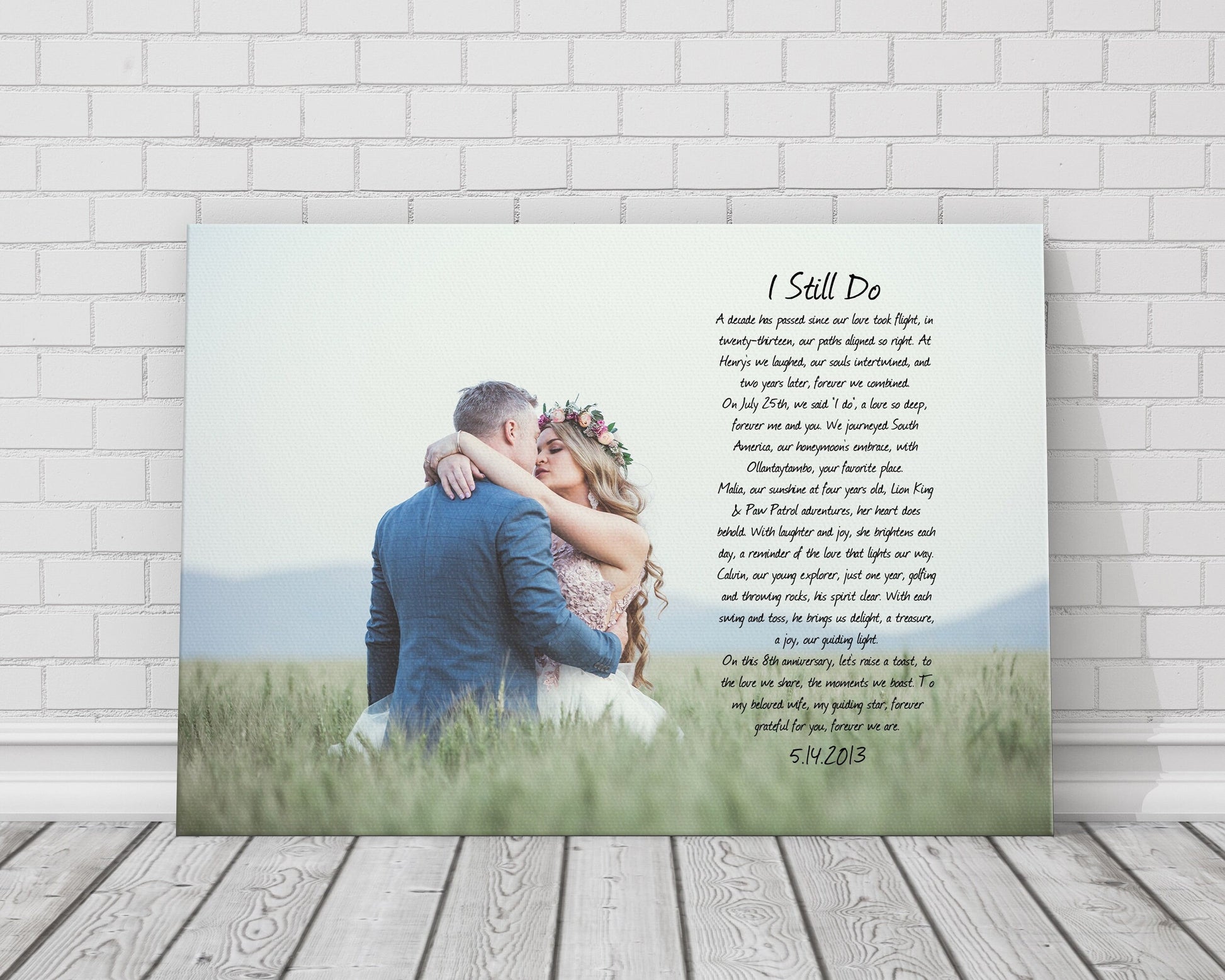 Cotton Canvas, Photo Gift with Song, 2 Year Anniversary Gift for wife, Cotton Anniversary Gift, Canvas print with poem, Poem on Canvas, Art