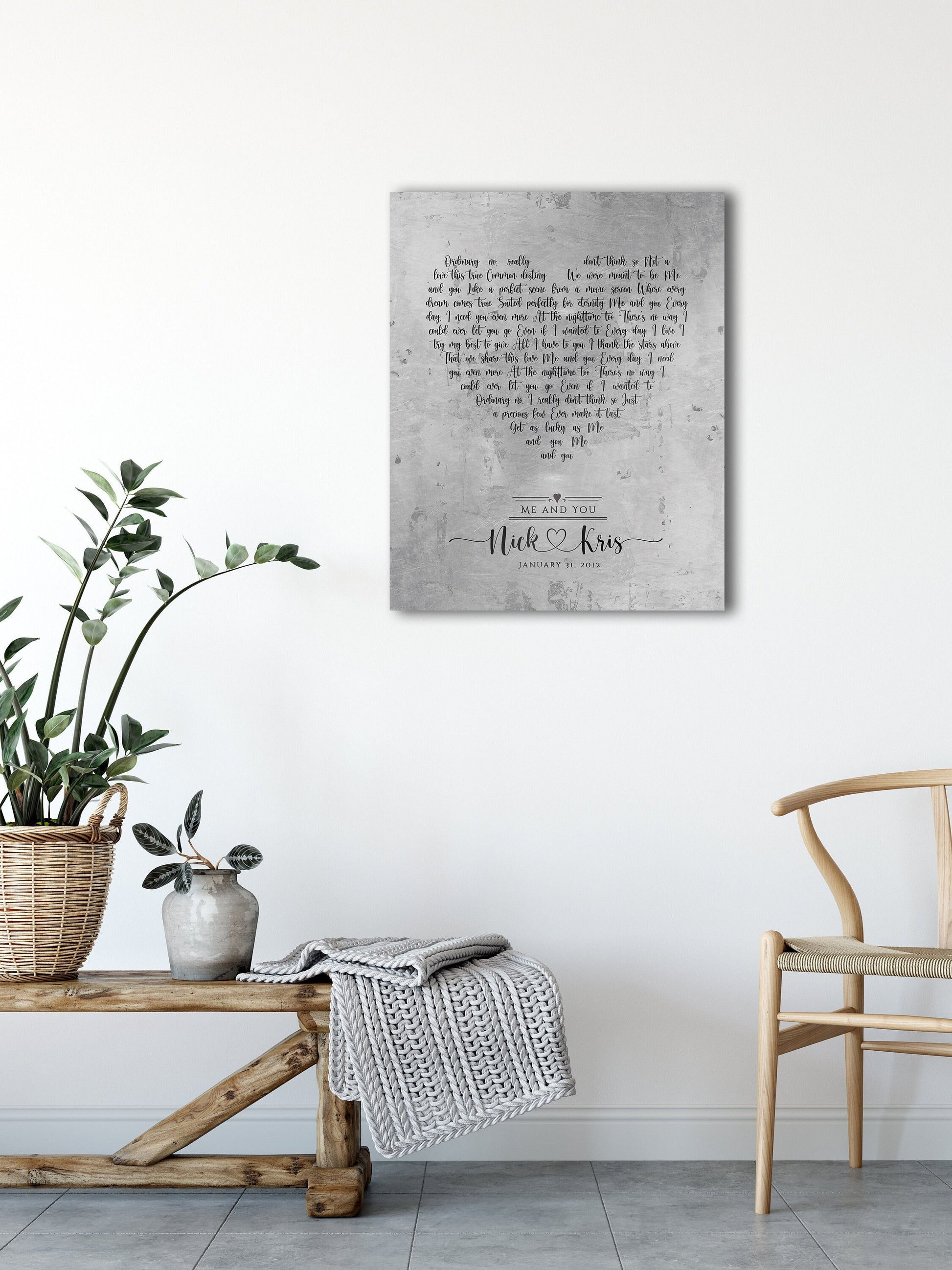 Rustic Heart Shape Song Lyric Sign on Tin - HoneycombProverbs - Signs - Modern Lyrics Wall Decor