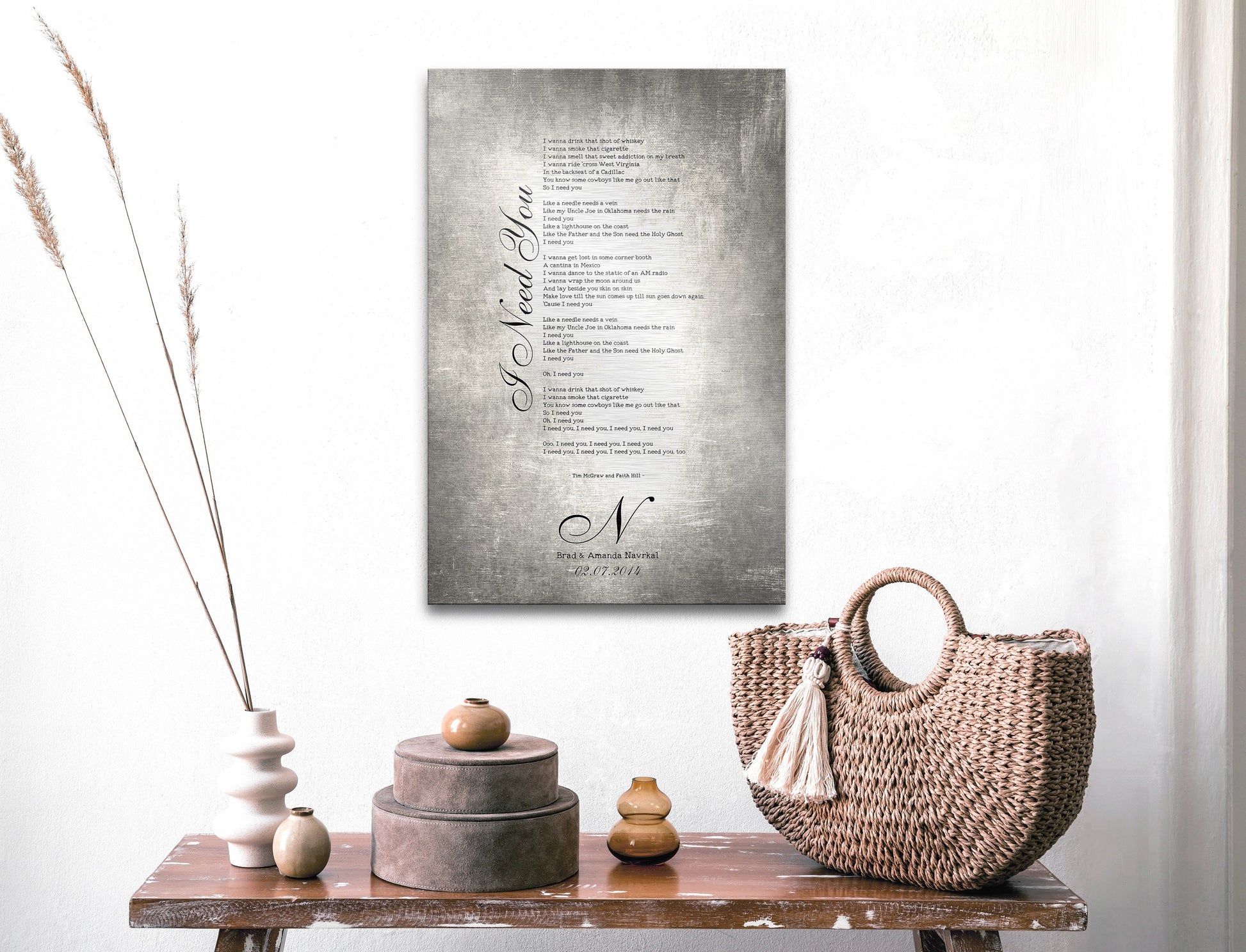 Our Song on Tin, Monogrammed Anniversary Gift - HoneycombProverbs - Signs - Vintage Lyrics Wall Art