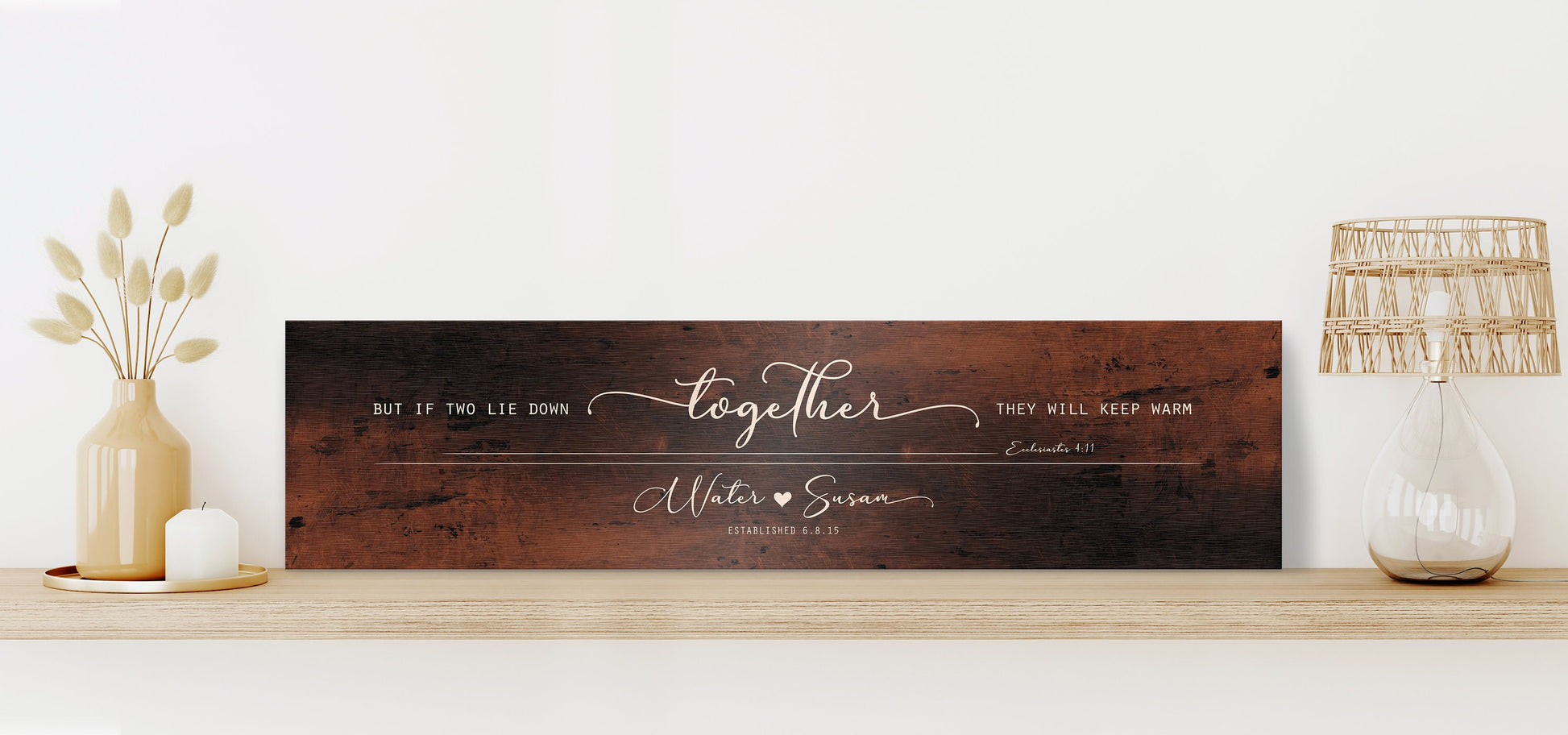 Burnished Bronze Ecc 4:11 Sign for Couples, 8 year Bronze Anniversary Gift for him - HoneycombProverbs - Signs - Bronze Anniversary Gifts