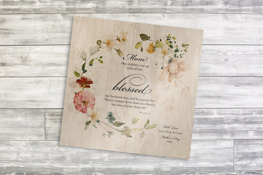 Her Children Call Her Blessed: Personalized Proverbs 31 Wood Plaque - HoneycombProverbs - Religious Home & Decor - Christian Wall Art