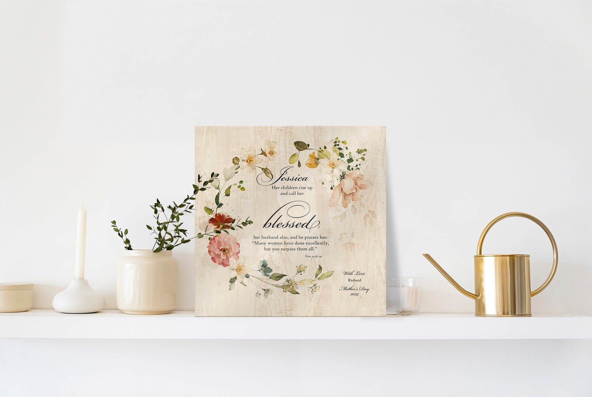 Her Children Call Her Blessed: Personalized Proverbs 31 Wood Plaque - HoneycombProverbs - Religious Home & Decor - Christian Wall Art