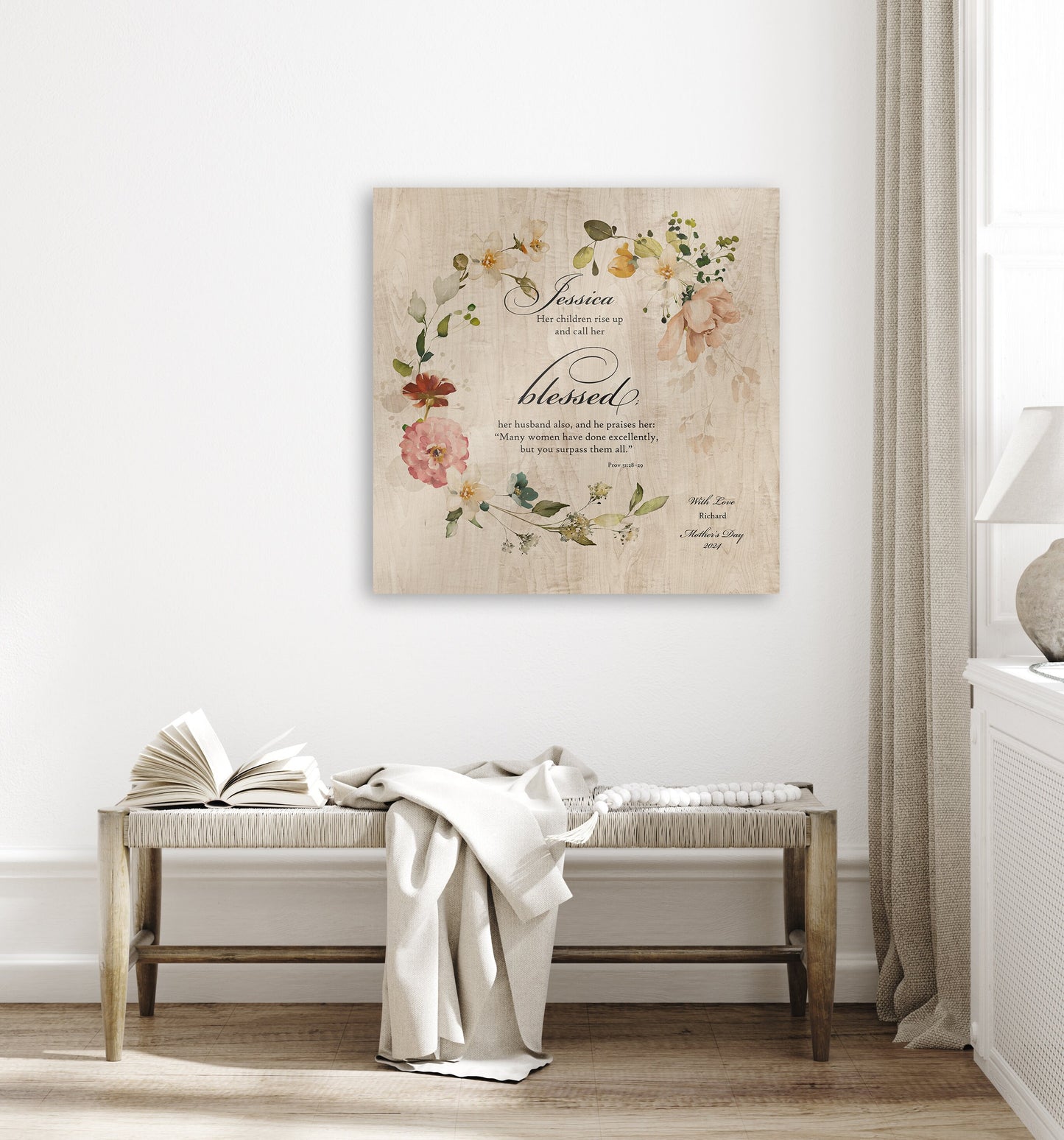 Her Children Call Her Blessed: Personalized Proverbs 31 Wood Plaque - HoneycombProverbs - Religious Home & Decor - Christian Wall Art