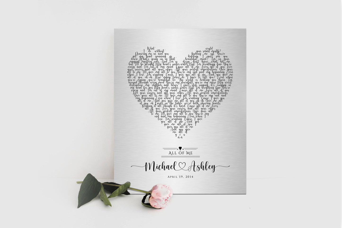 Rustic Heart Shape Song Lyric Sign on Tin - HoneycombProverbs - Signs - Modern Lyrics Wall Decor