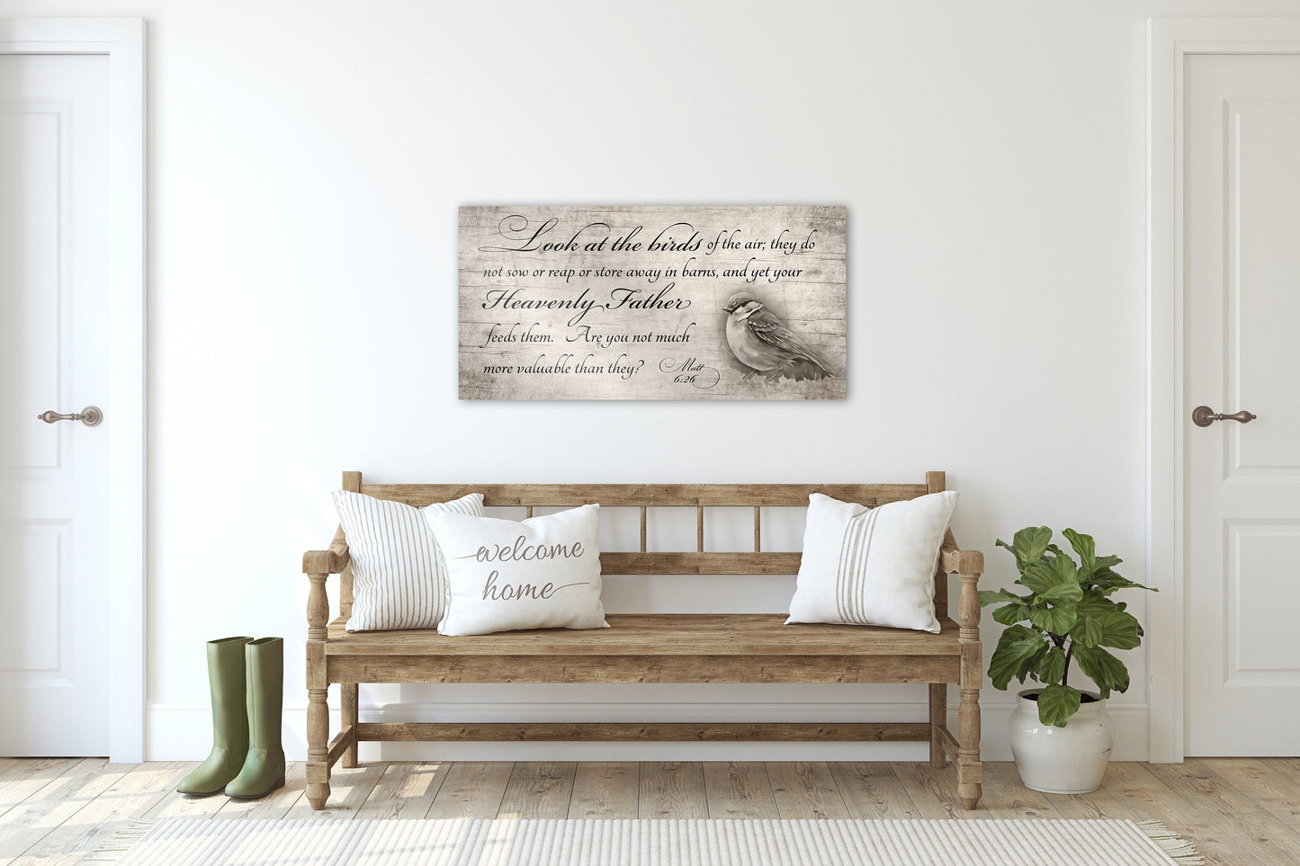 Personalized Matthew 6:26 Farmhous Sign: Look at the Birds - HoneycombProverbs - Signs - Christian Wall Art