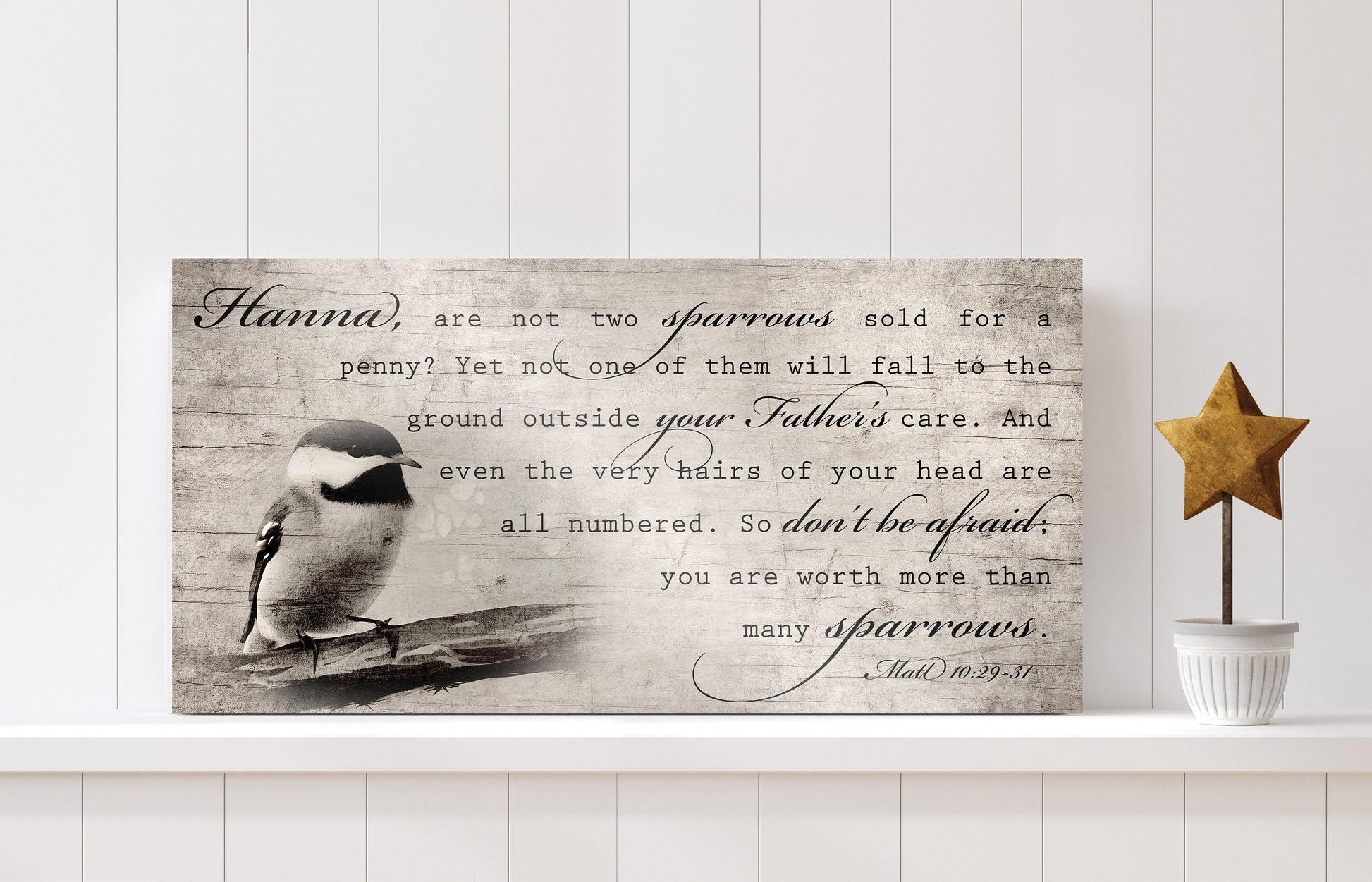 Personalized Matthew 10:29-31 Farmhouse Sign: Don't be afraid - HoneycombProverbs - Signs - Christian Wall Art