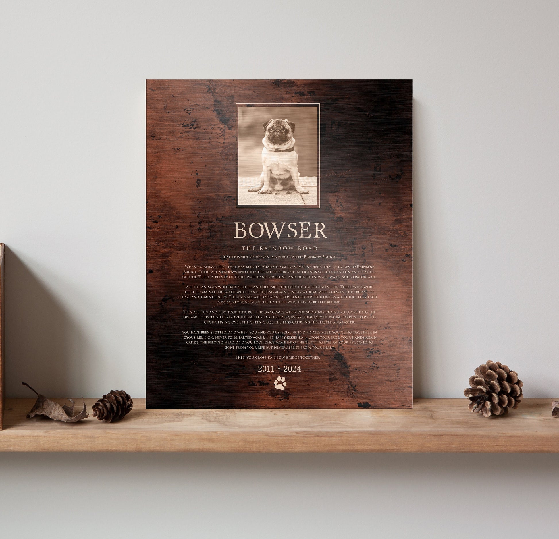 The Rainbow Bridge, Photo Pet Memorial - HoneycombProverbs - Pet Portraits - Photo Plaques