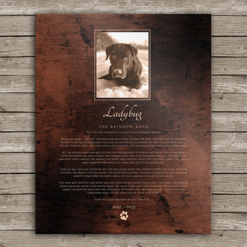 
                  
                    The Rainbow Bridge, Pet Tribute Plaque, Dog Eulogy Plaque, Pet Memorial, Personalized Pet Photo Plaque, Gift for passed away pet, Sympathy
                  
                