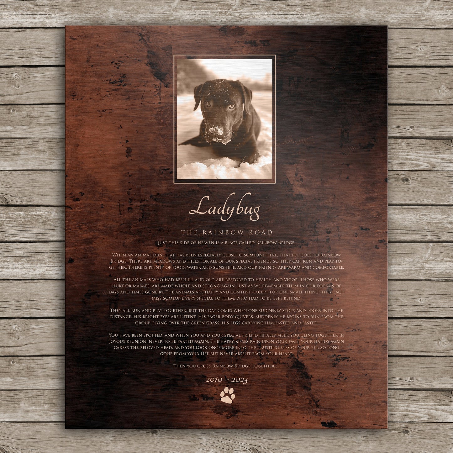 The Rainbow Bridge, Photo Pet Memorial - HoneycombProverbs - Pet Portraits - Photo Plaques