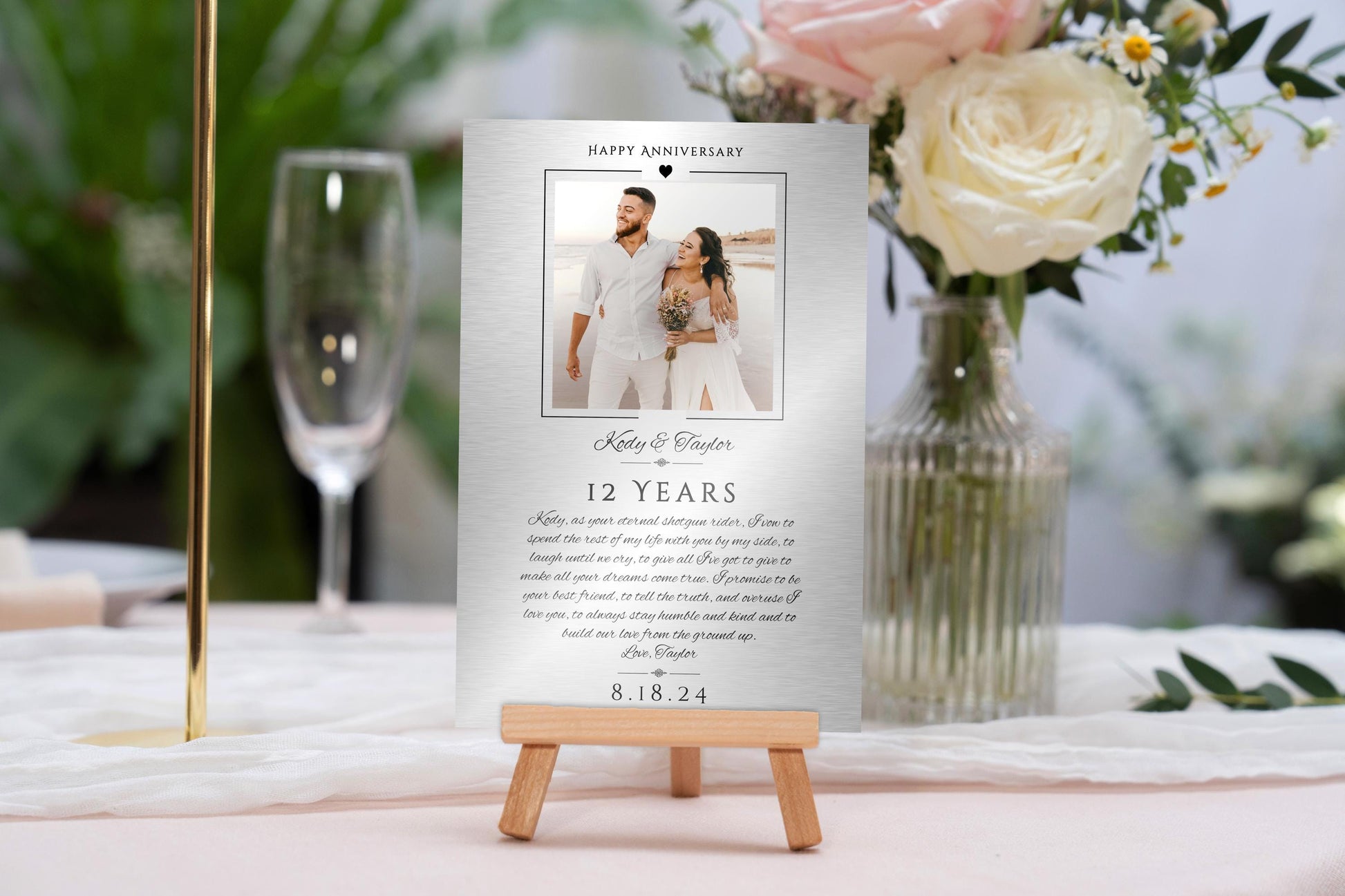 "Captured Milestones" Personalized Metal Photo Anniversary Card - HoneycombProverbs - Anniversary Cards - Photo Plaques